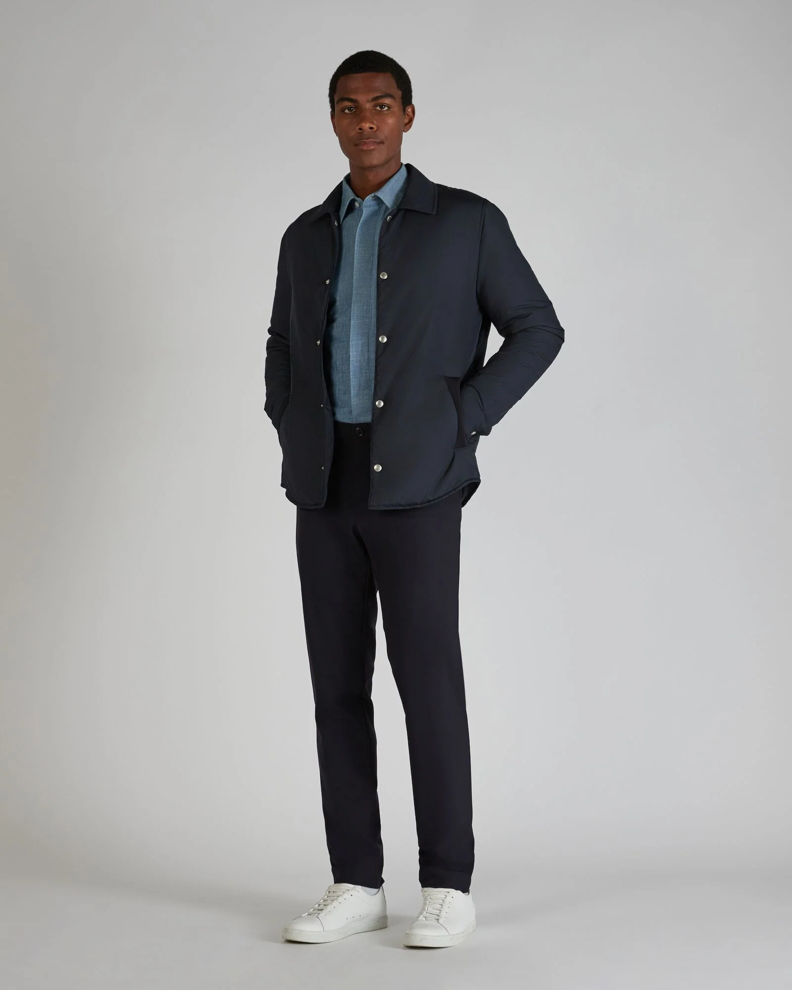 Casual fit technical fabric padded overshirt - Image 5