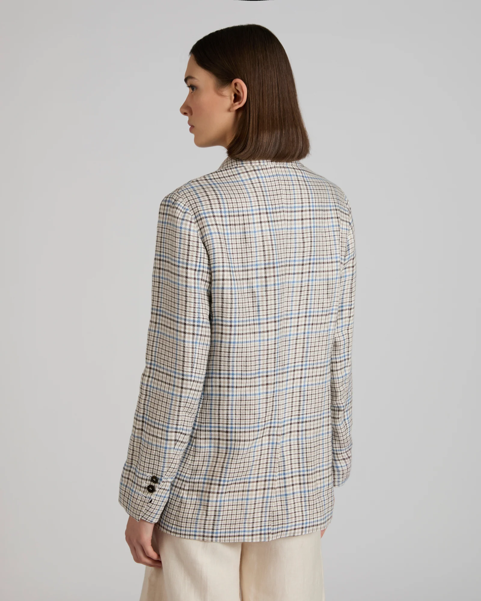 Double-breasted Prince of Wales linen jacket - Image 3