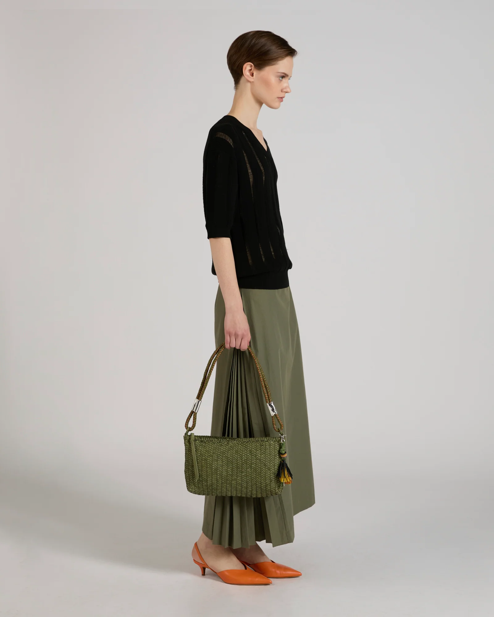 Pencil skirt in cotton and technical fabric - Image 5