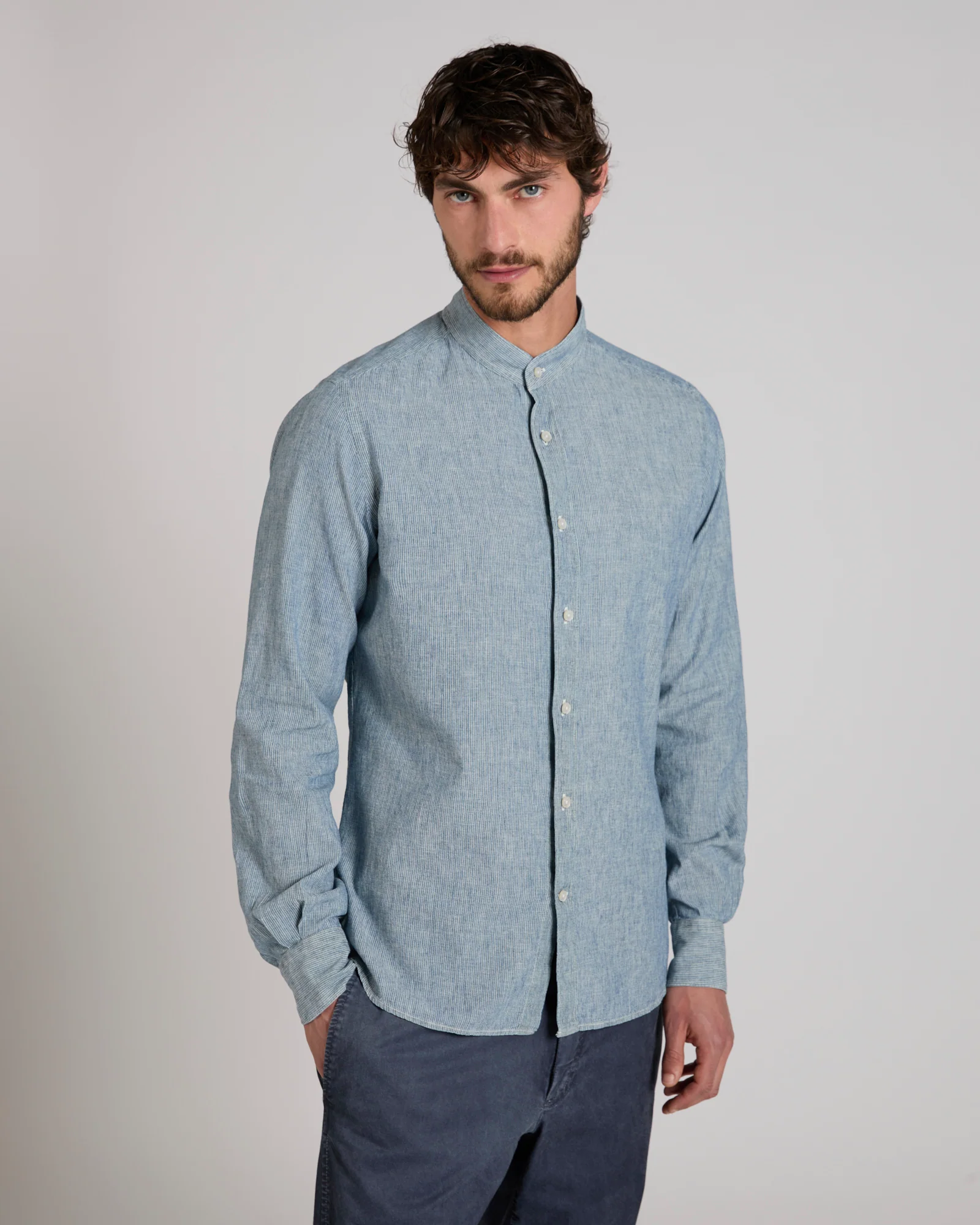 Regular fit linen and cotton shirt - Image 2