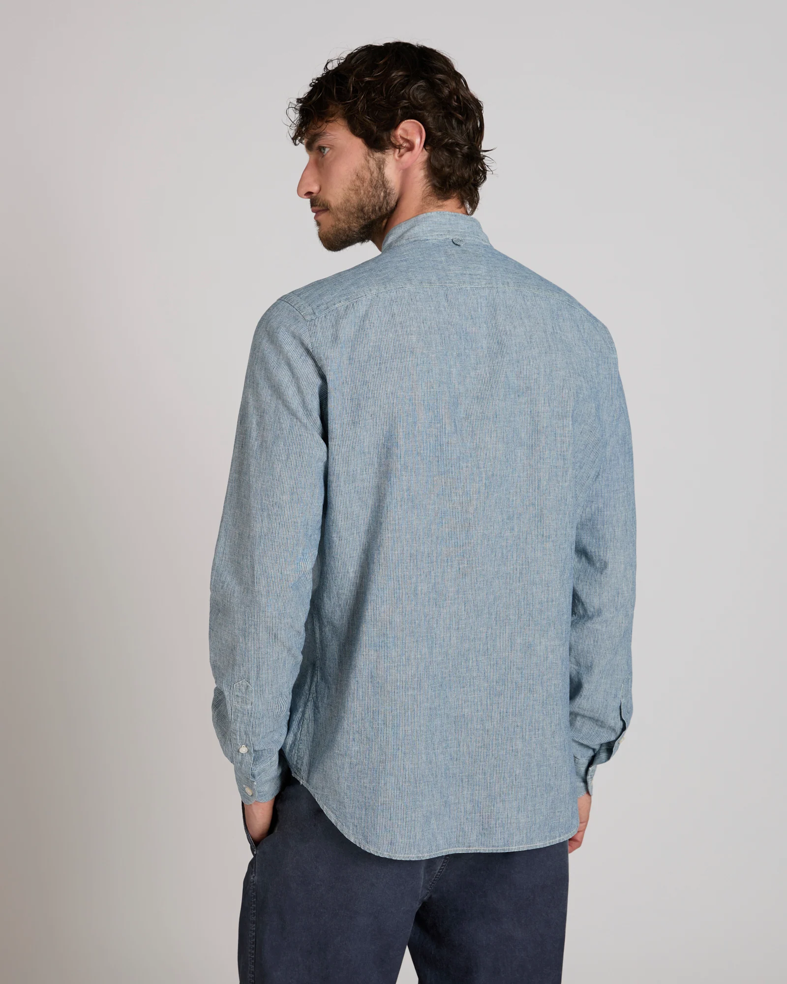 Regular fit linen and cotton shirt - Image 3