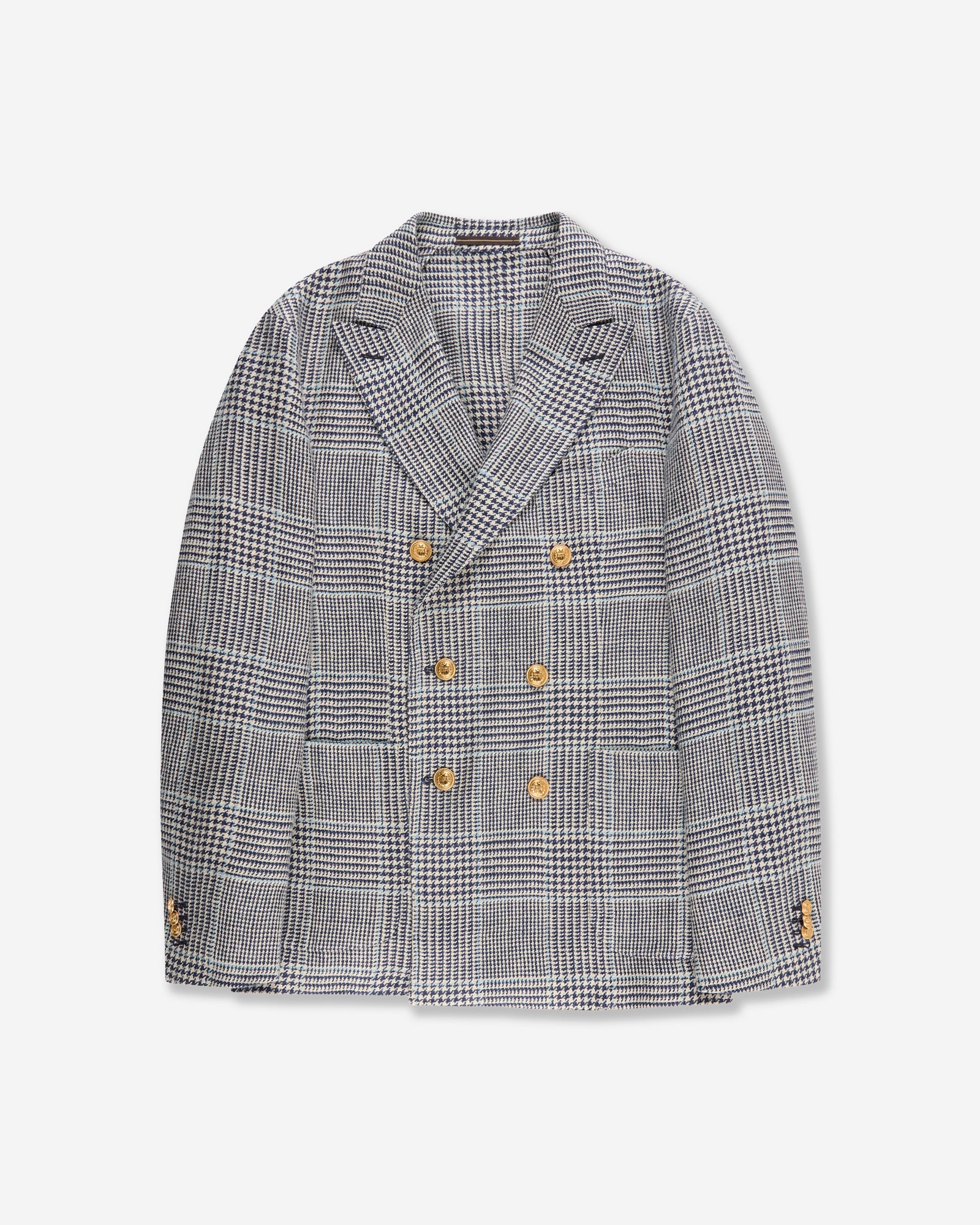 Regular fit linen and silk double-breasted jacket