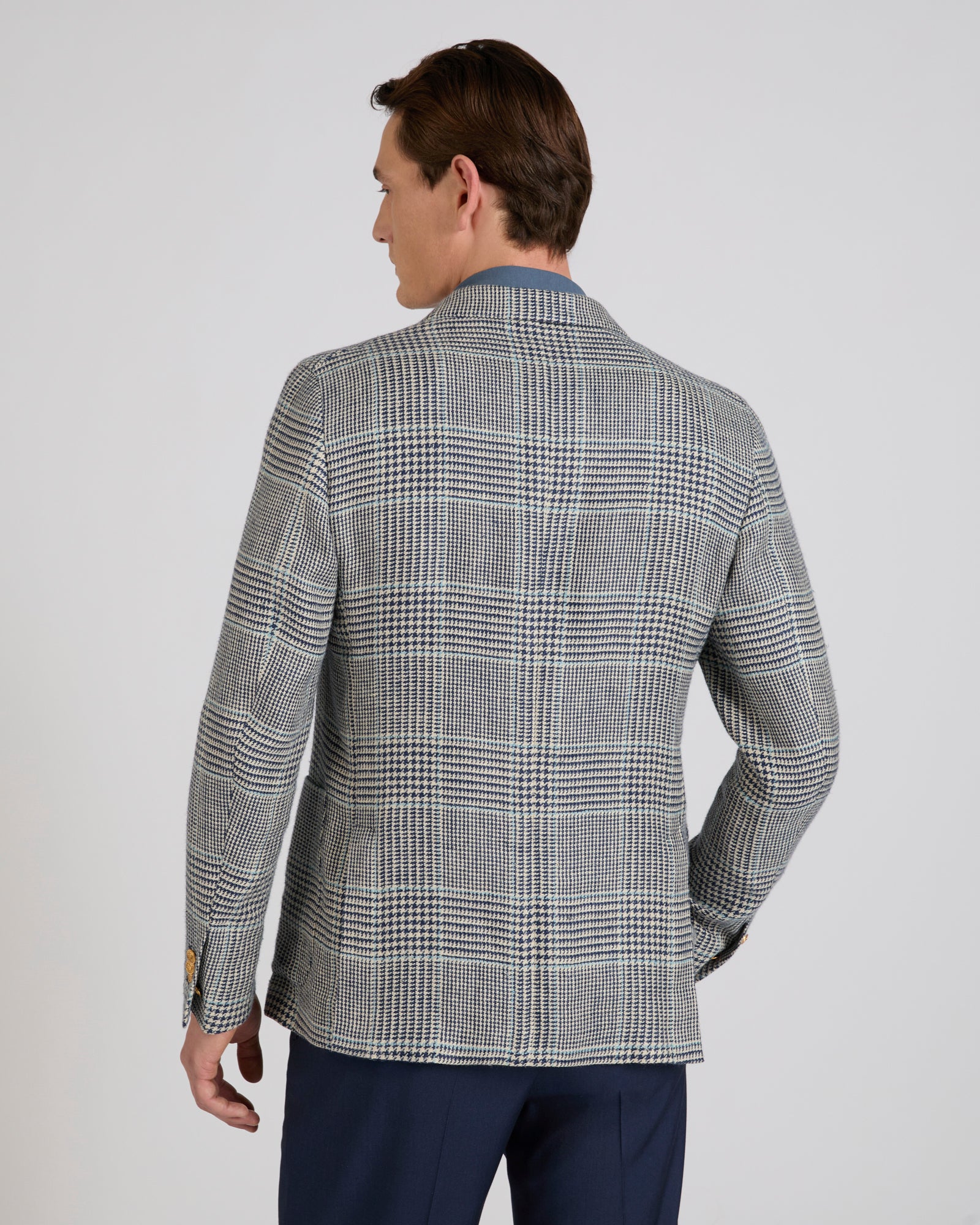Regular fit linen and silk double-breasted jacket - Image 3