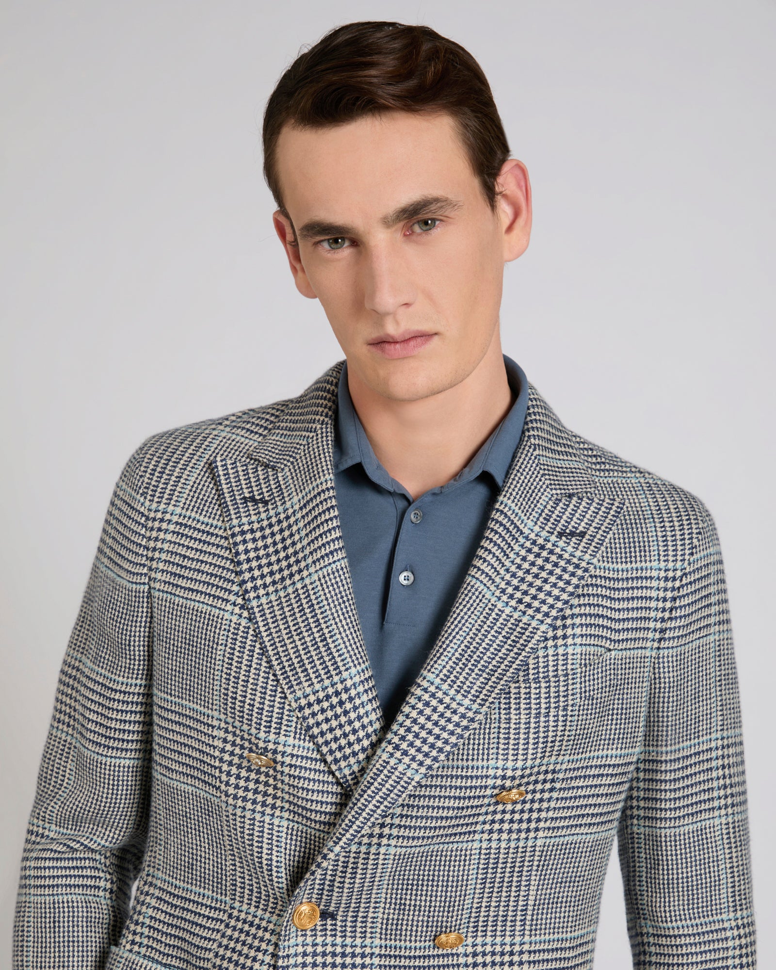 Regular fit linen and silk double-breasted jacket - Image 4