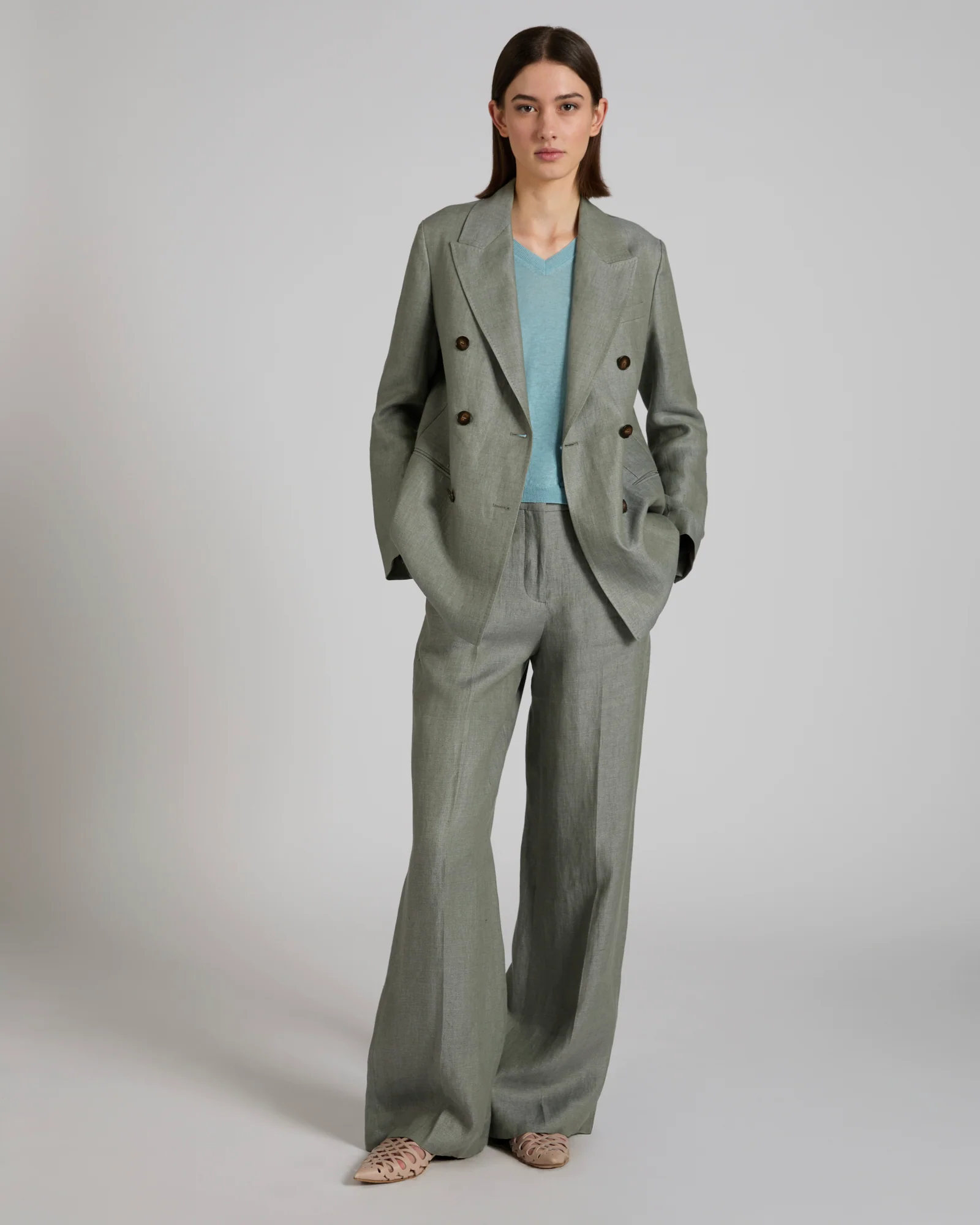 Regular fit linen trousers - Image 5