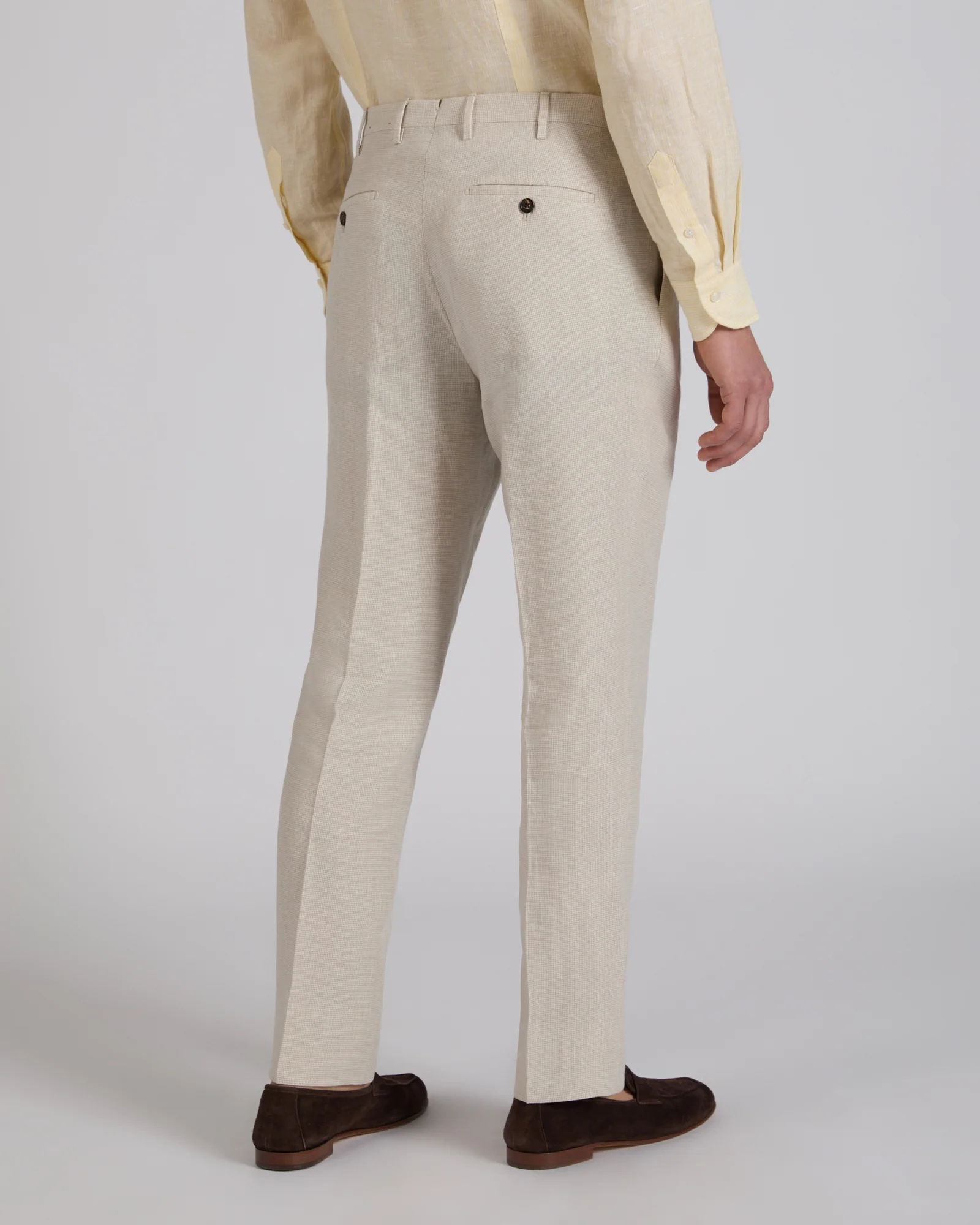 Regular fit patterned linen trousers - Image 3