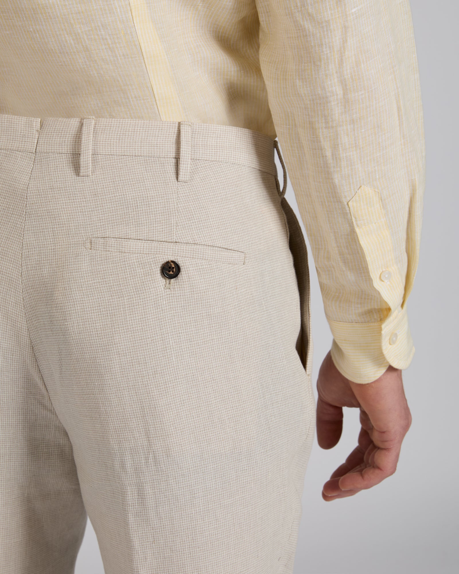 Regular fit patterned linen trousers - Image 4