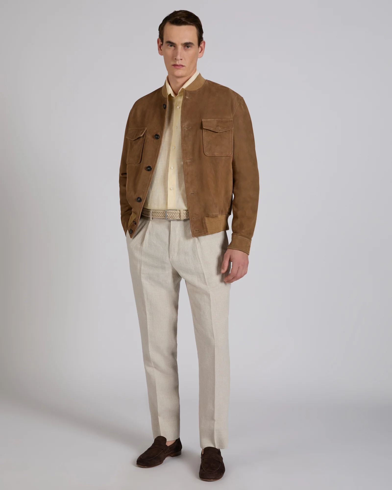 Regular fit patterned linen trousers - Image 5