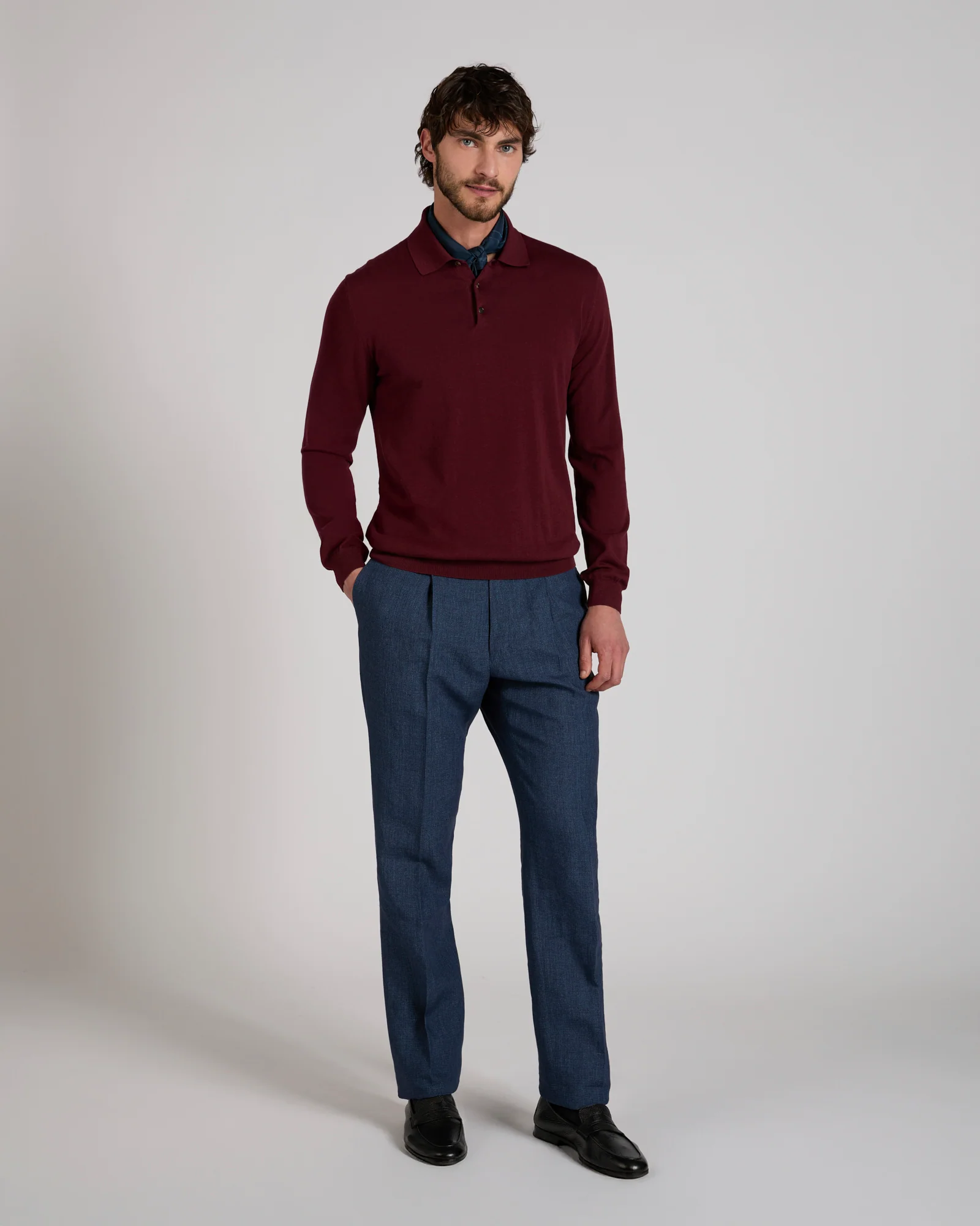 Regular fit patterned linen trousers - Image 5