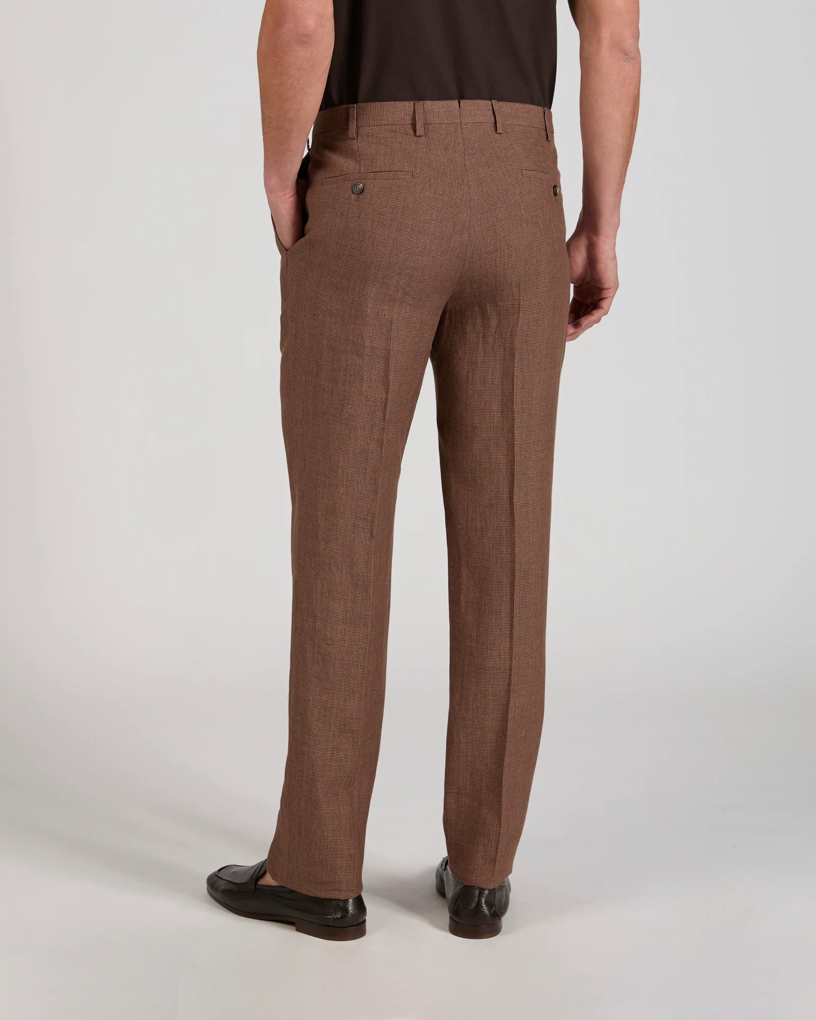 Regular fit patterned linen trousers - Image 3