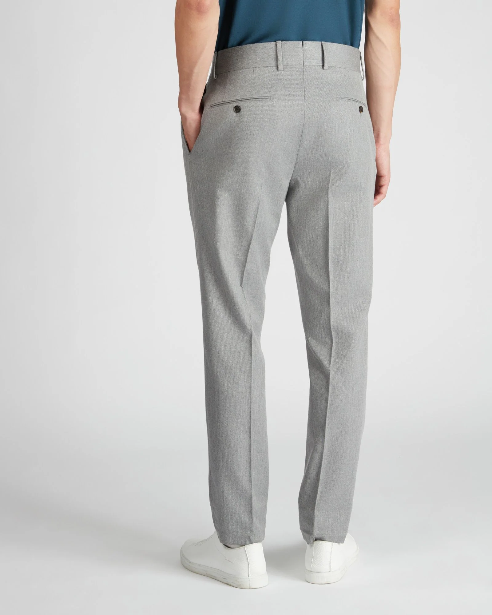 Regular fit wool and cotton drill trousers - Image 3