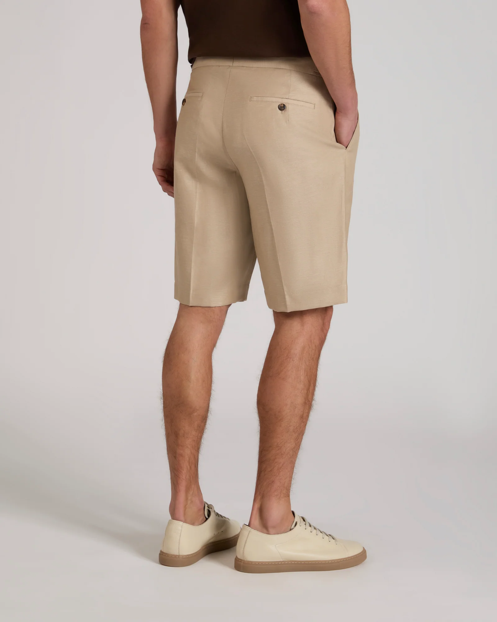 Regular fit wool and linen Bermuda shorts - Image 3