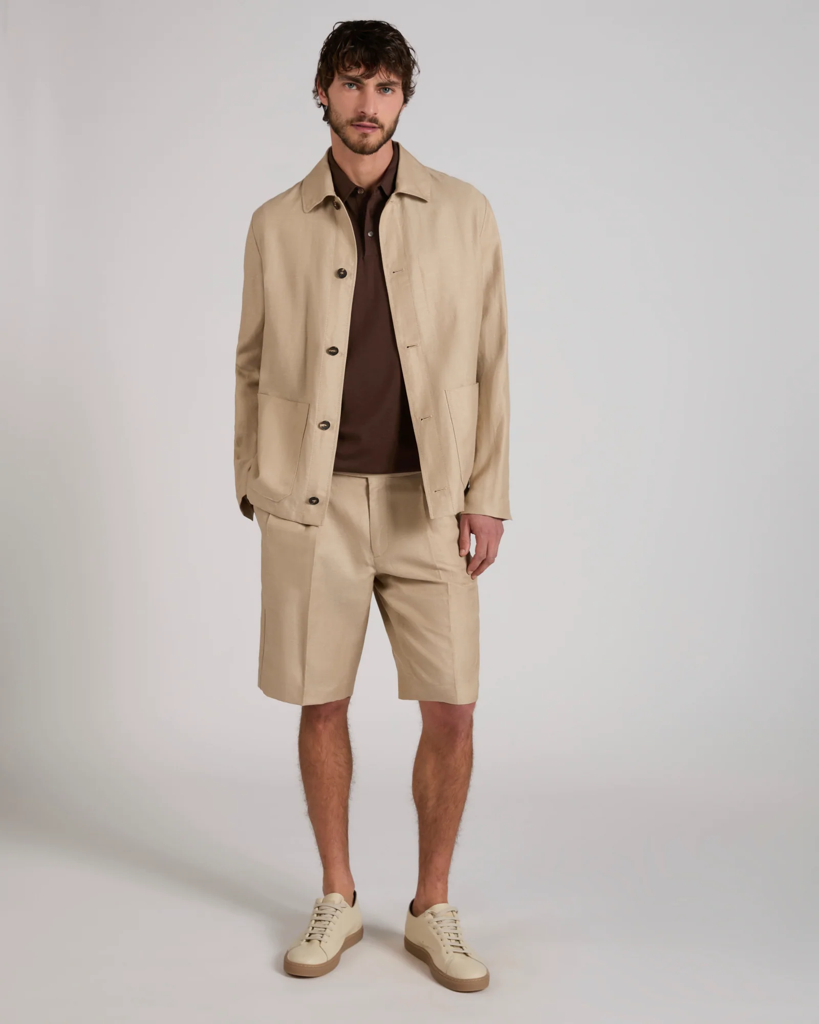 Regular fit wool and linen Bermuda shorts - Image 5