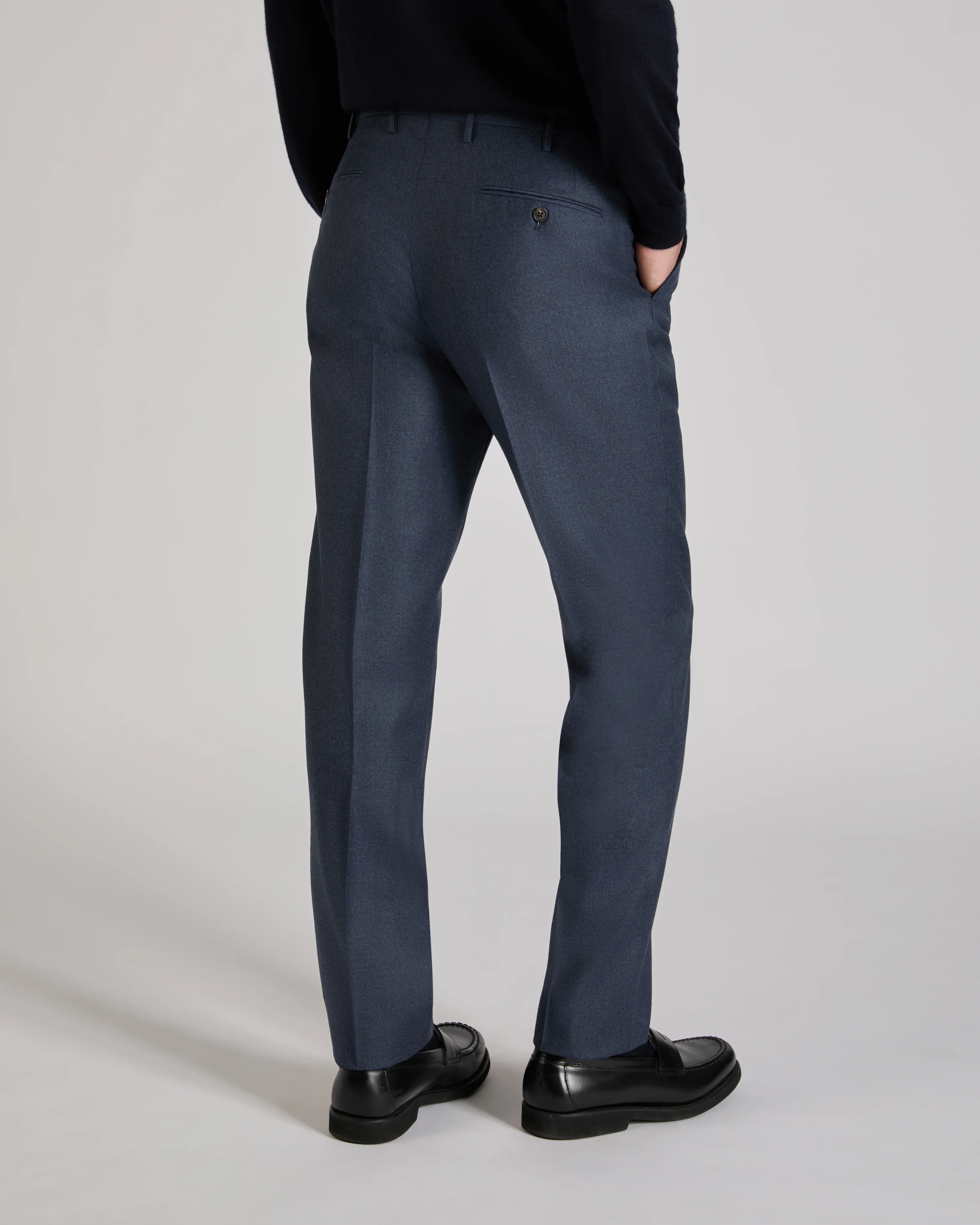 Regular fit wool flannel trousers - Image 3