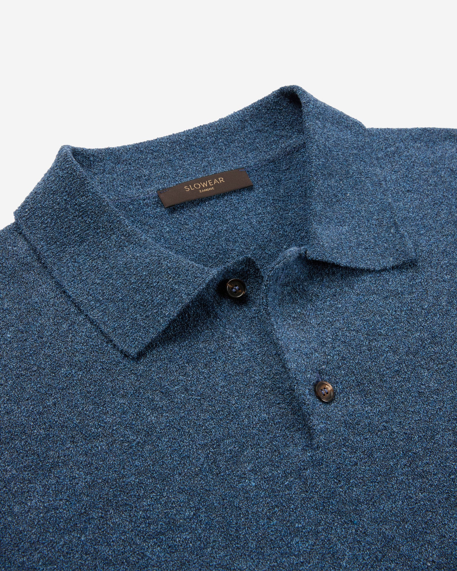 Slim fit bouclé cotton polo shirt - Image 6