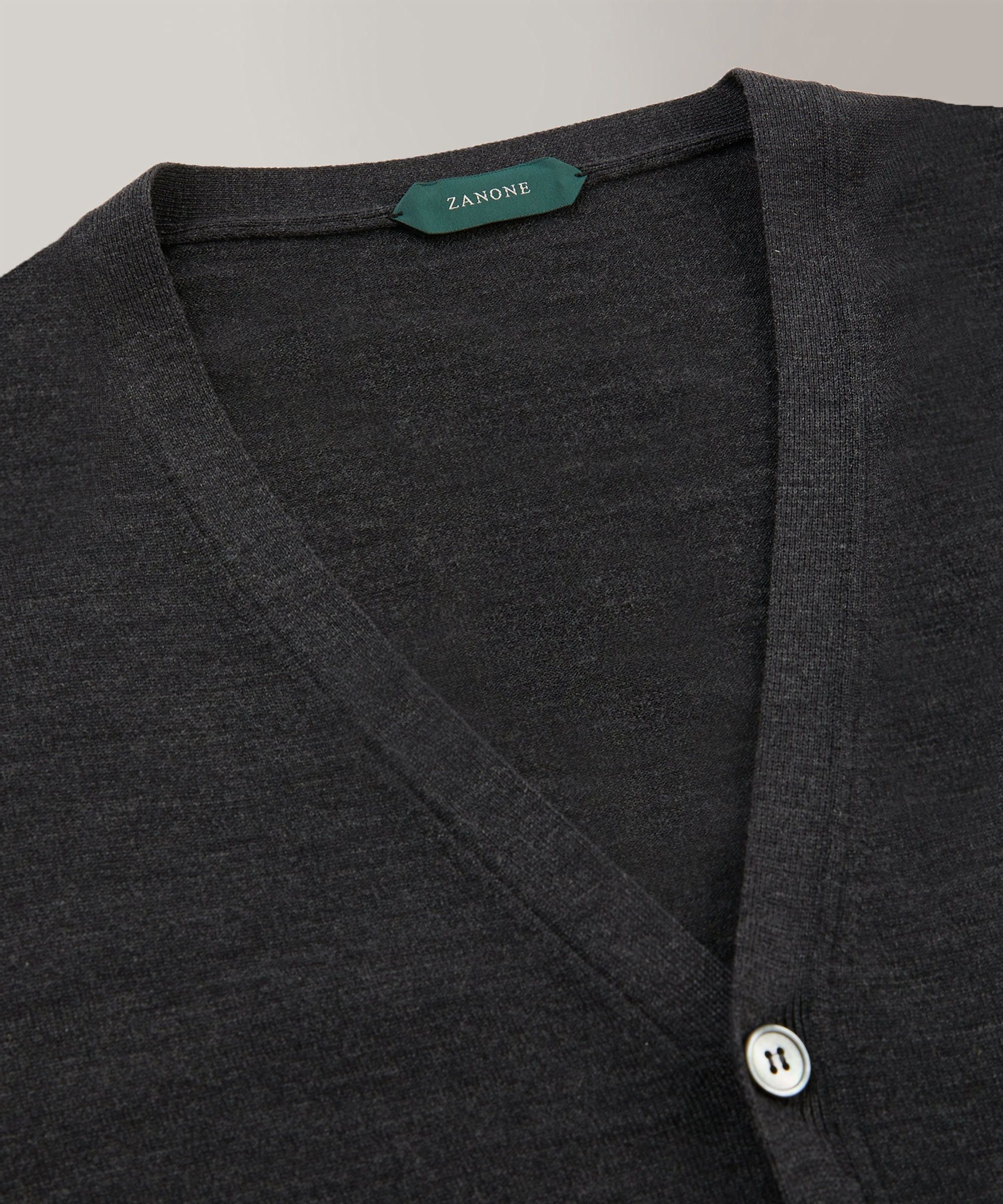 Slim-fit cardigan in certified Flexwool - Image 6