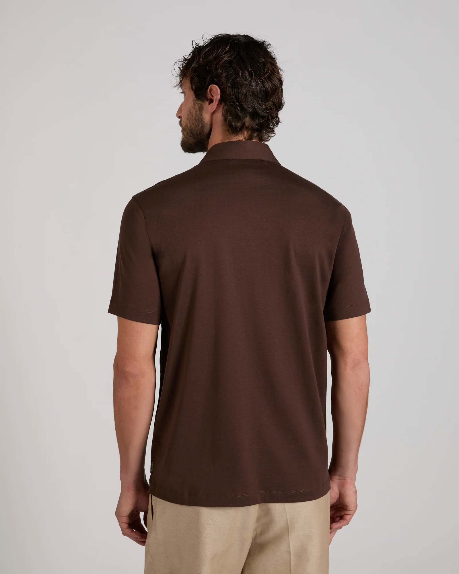 Slim fit cotton and silk jersey polo shirt - Image 3