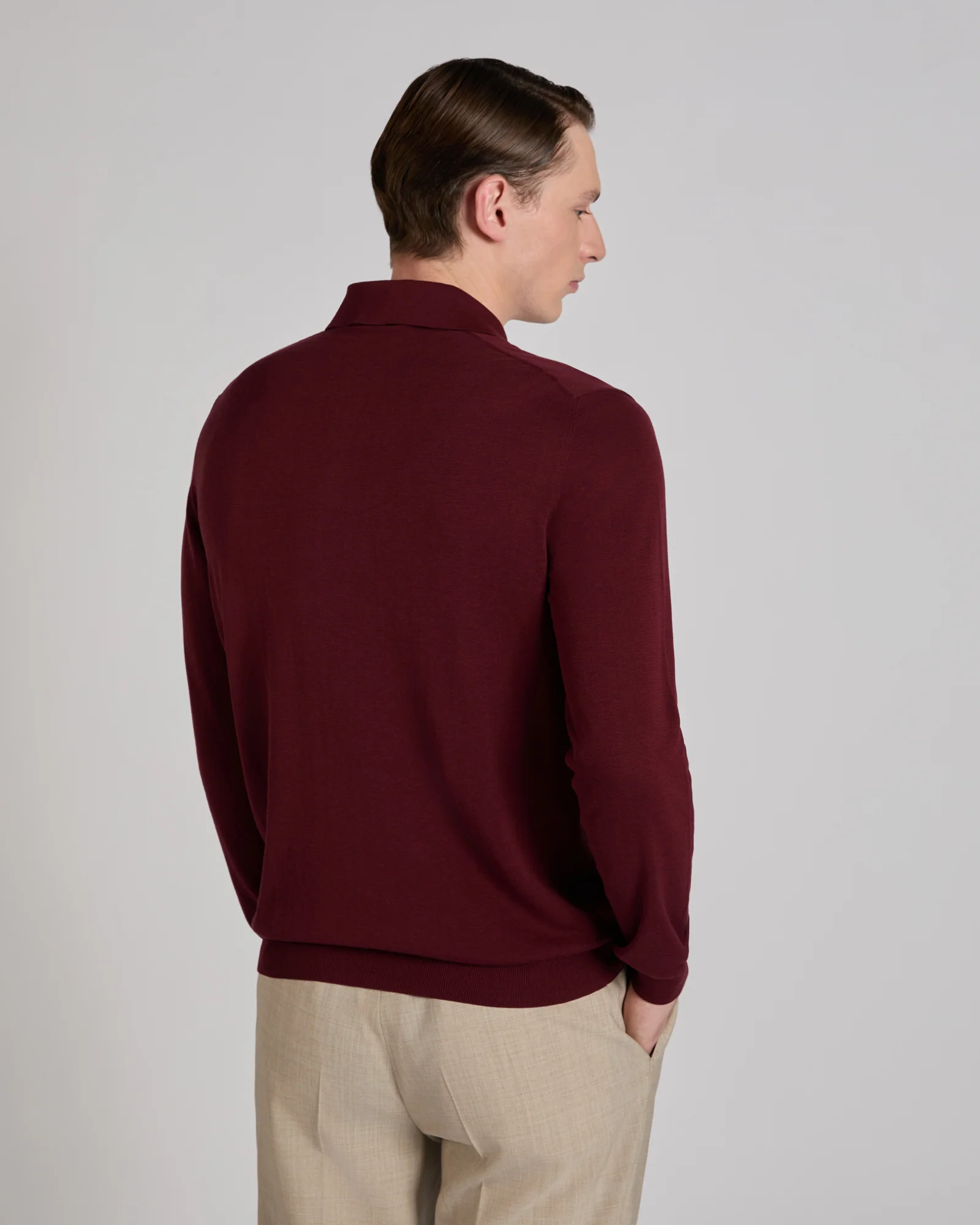 Slim fit cotton and silk polo shirt - Image 3