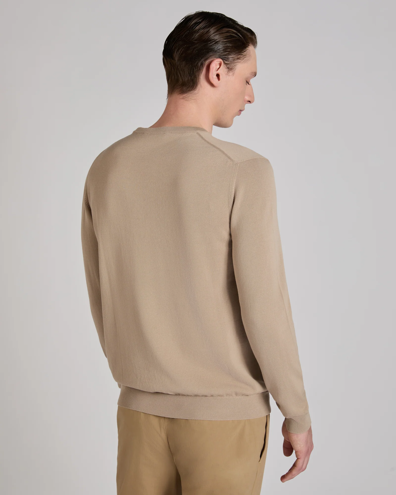Slim fit cotton crepe crew-neck jumper - Image 3