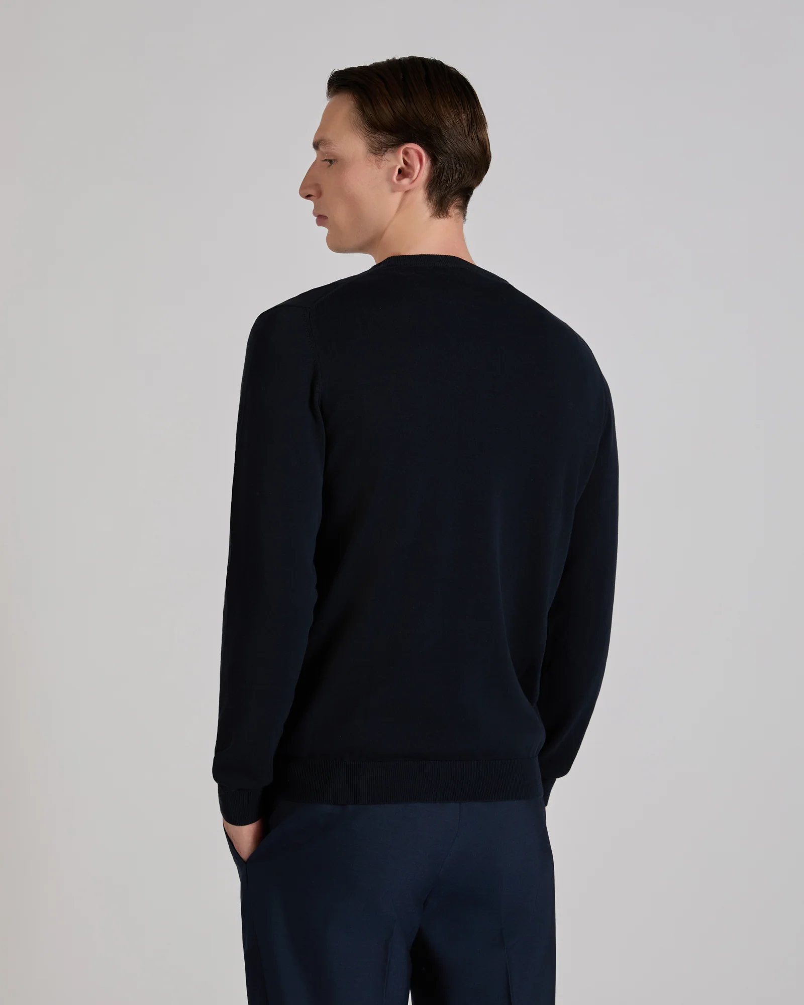 Slim fit cotton crepe crew-neck jumper - Image 3