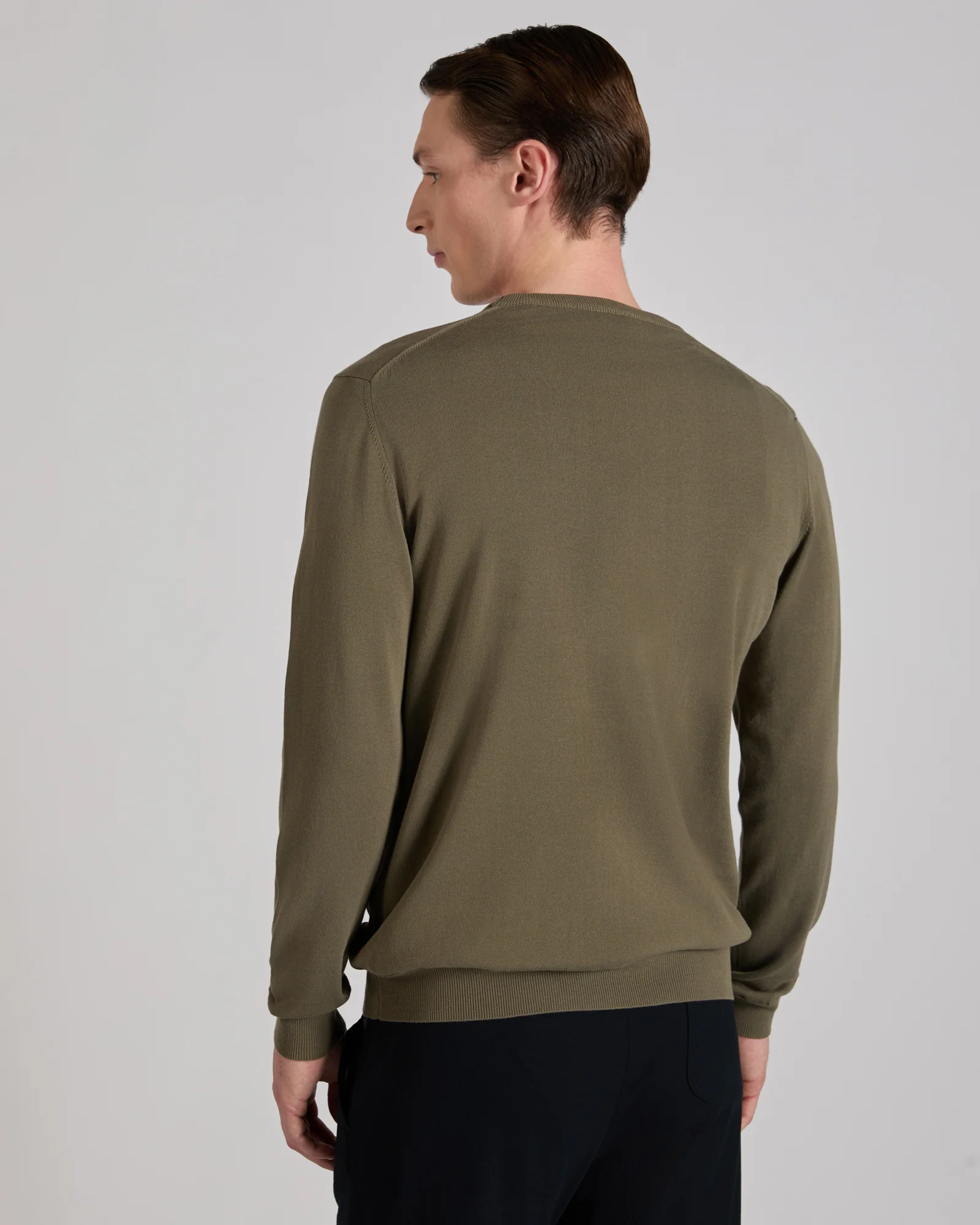 Slim fit cotton crepe crew-neck jumper - Image 3