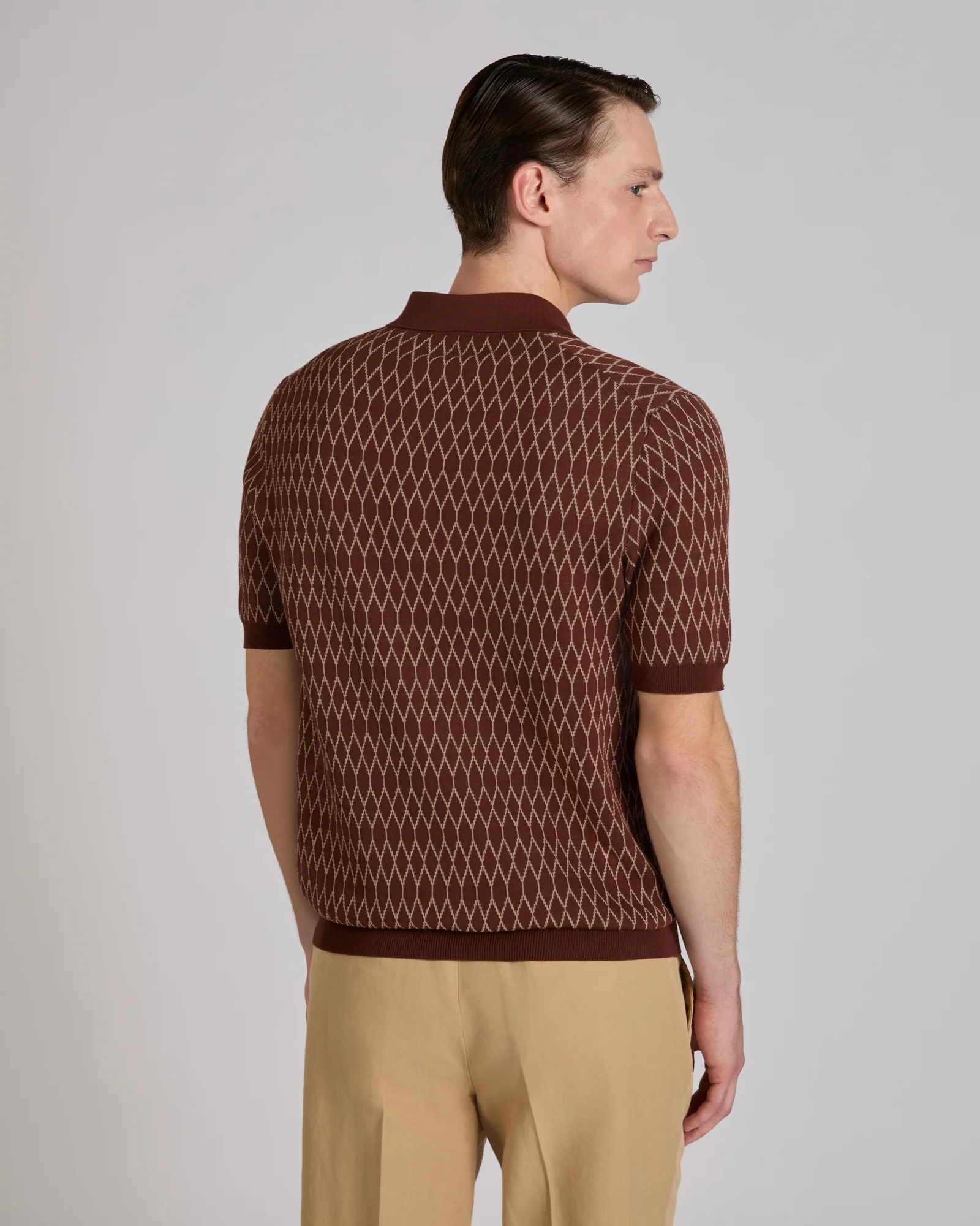 Slim fit cotton crepe polo shirt - Image 3