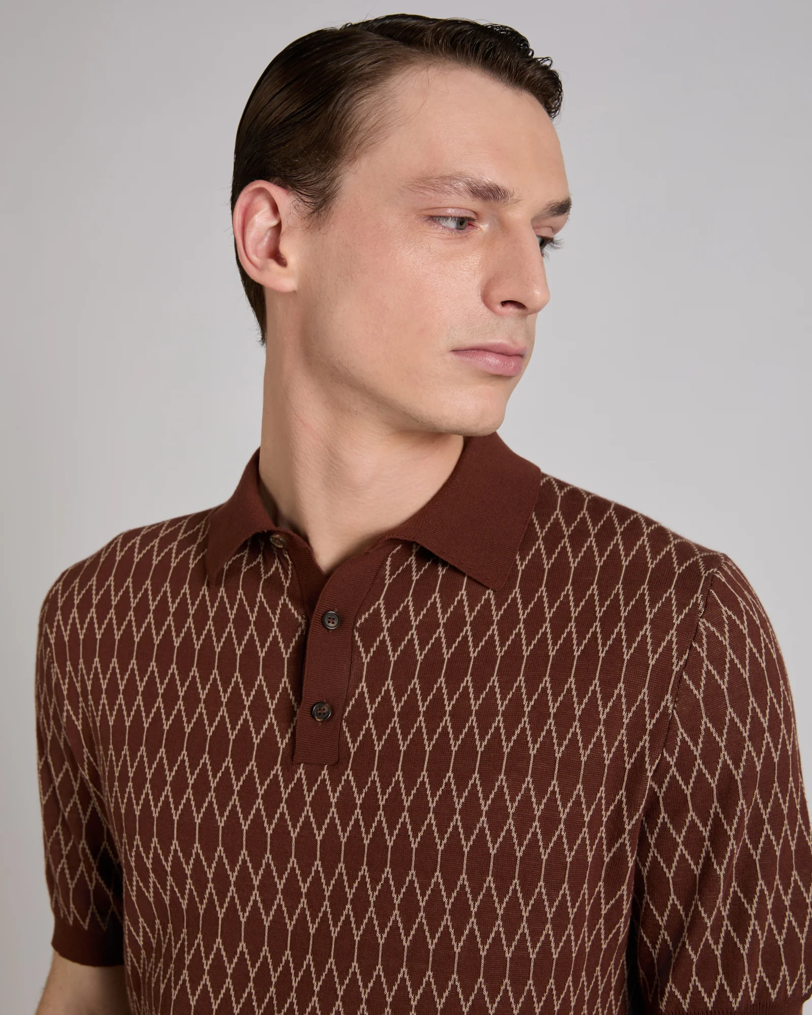 Slim fit cotton crepe polo shirt - Image 4