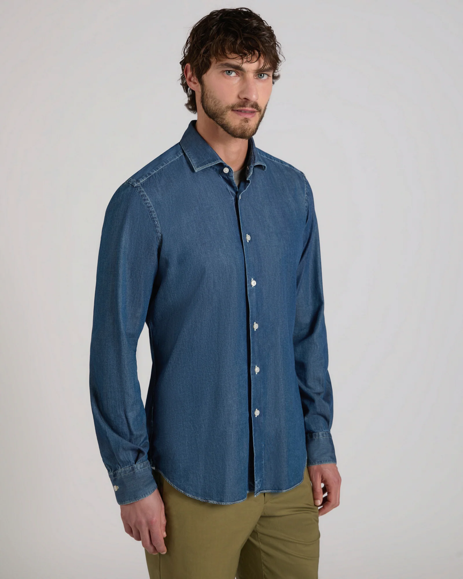 Slim fit denim cotton shirt - Image 2