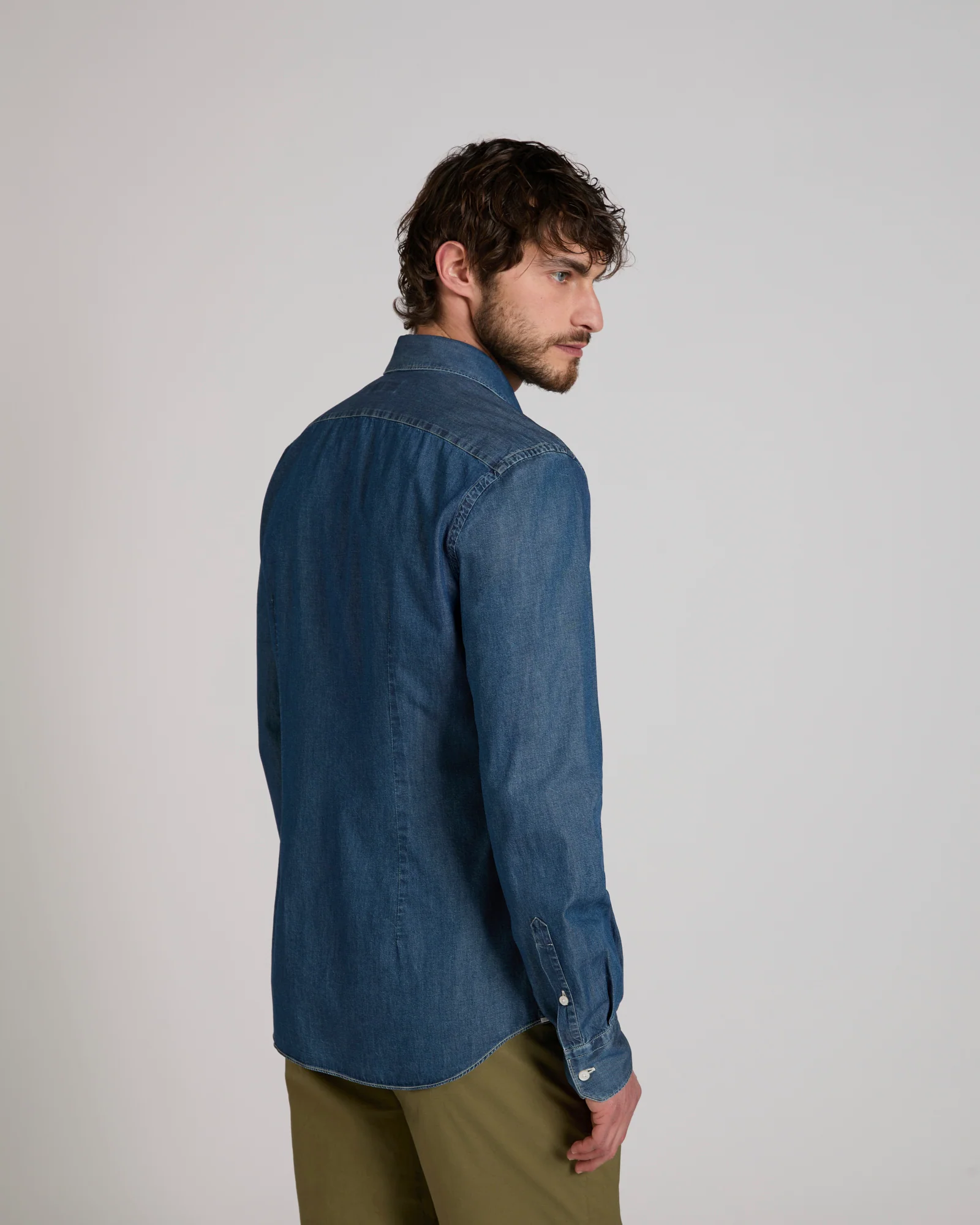 Slim fit denim cotton shirt - Image 3