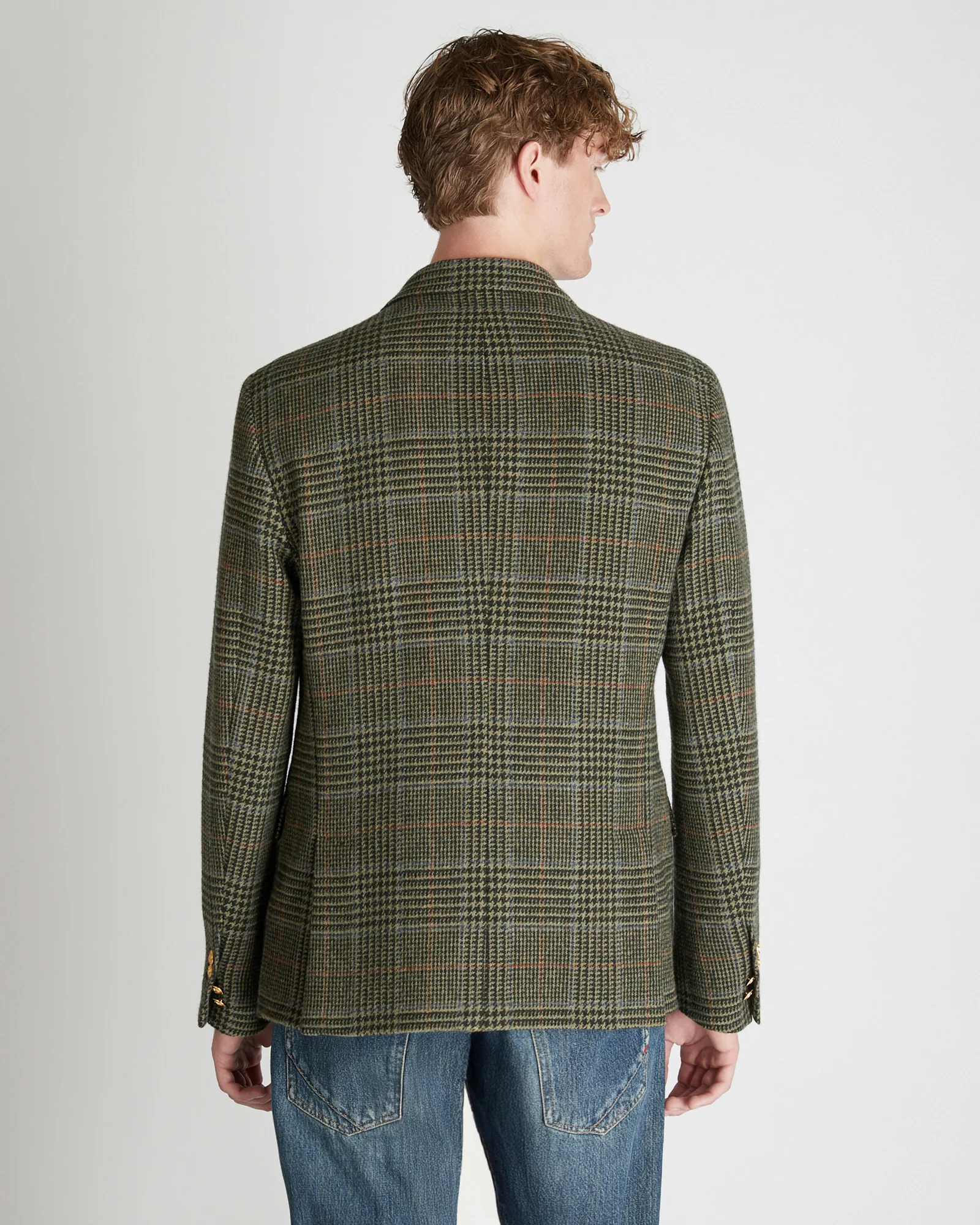 Slim fit double-breasted Prince of Wales wool jacket - Image 3