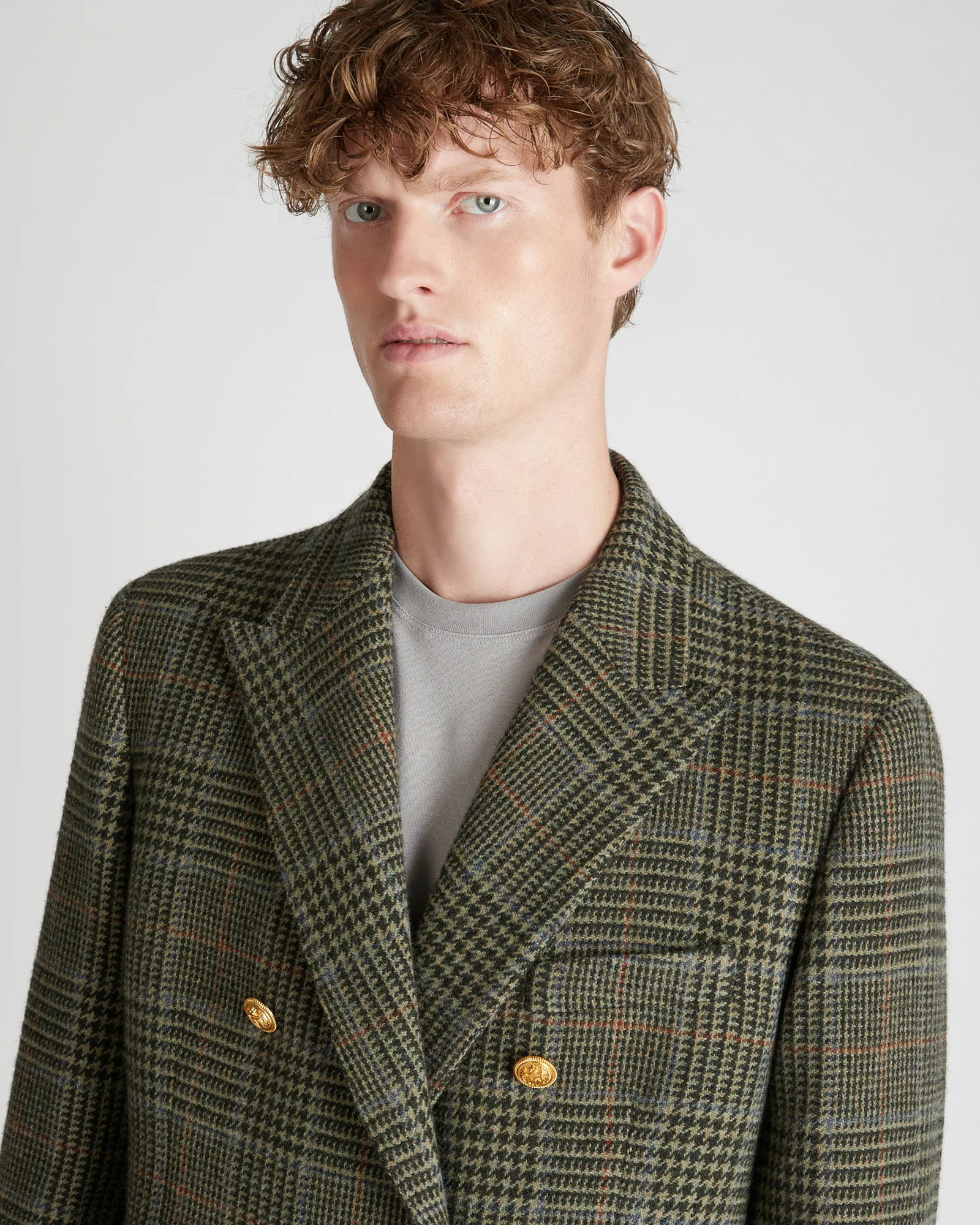 Slim fit double-breasted Prince of Wales wool jacket - Image 4