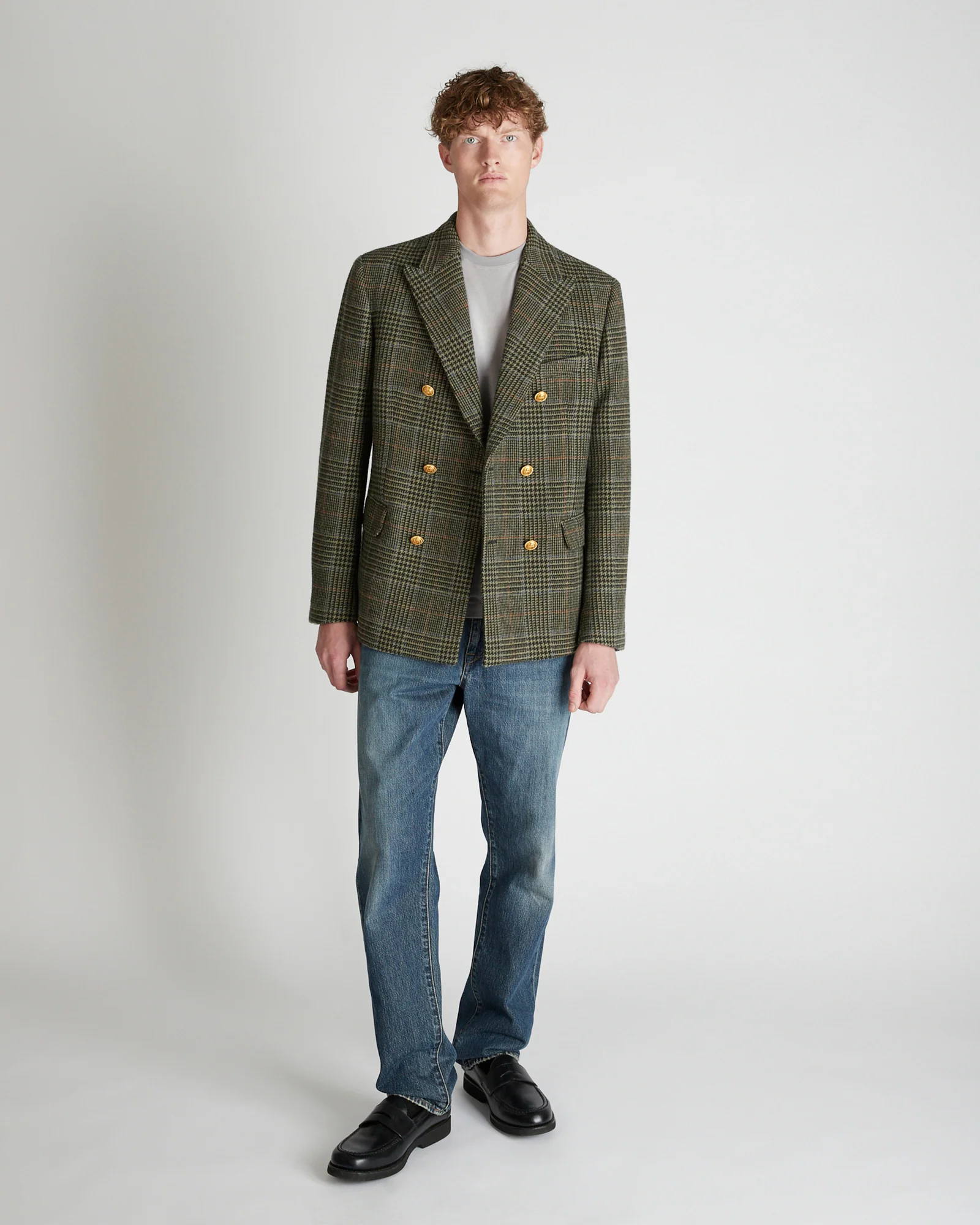 Slim fit double-breasted Prince of Wales wool jacket - Image 5