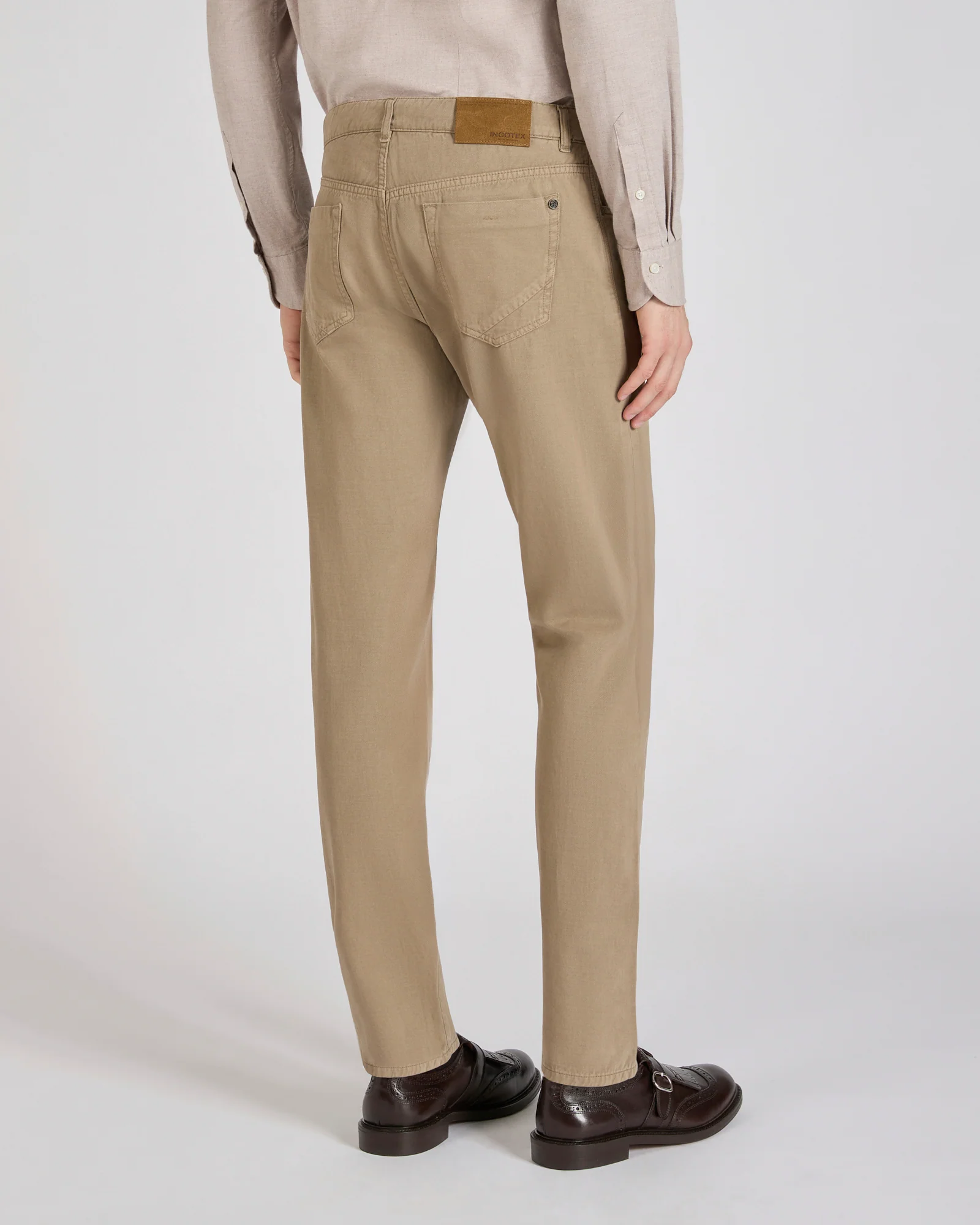 Slim-fit five-pocket trousers in cotton and cashmere - Image 3