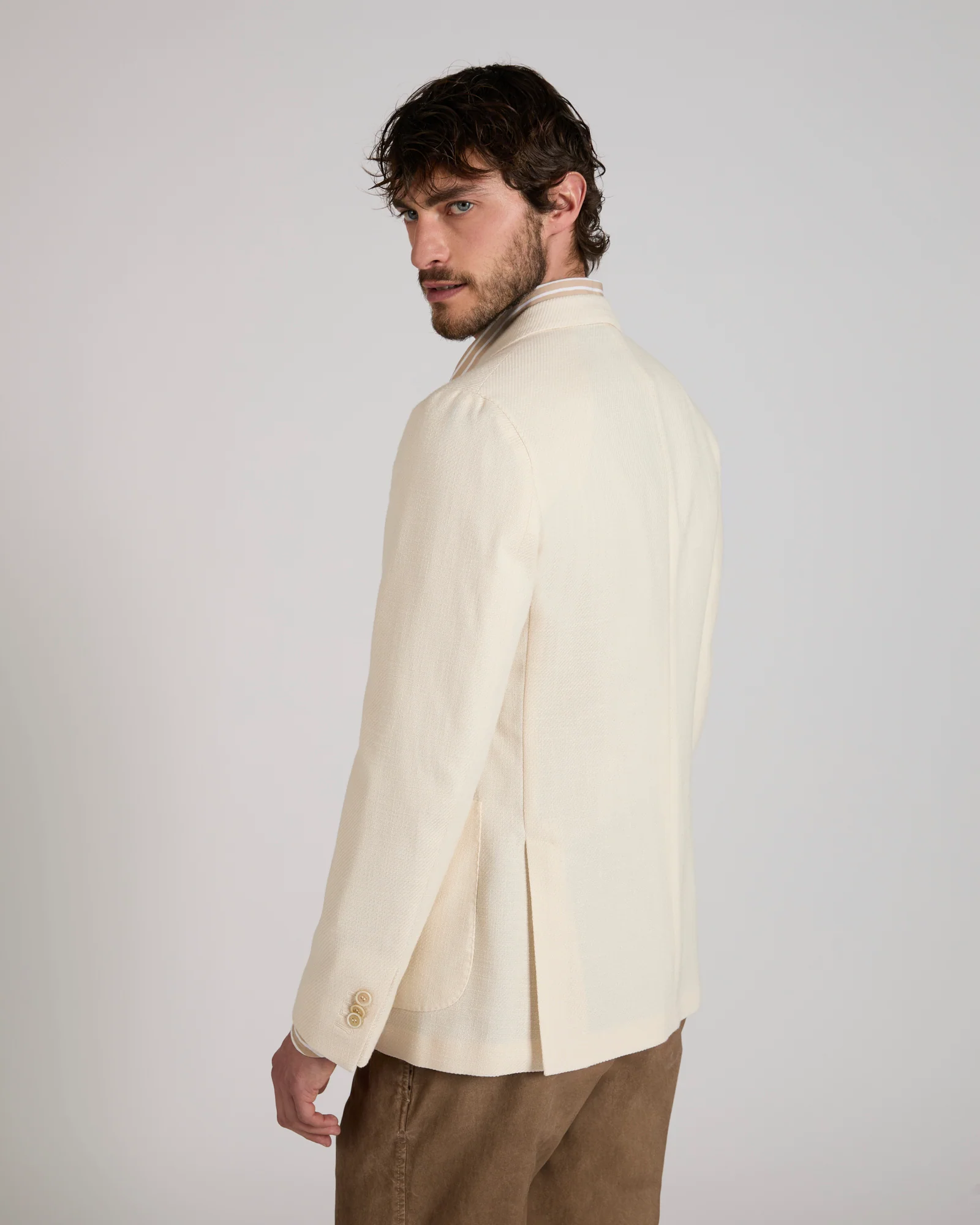 Slim fit mélange effect cotton jacket - Image 3