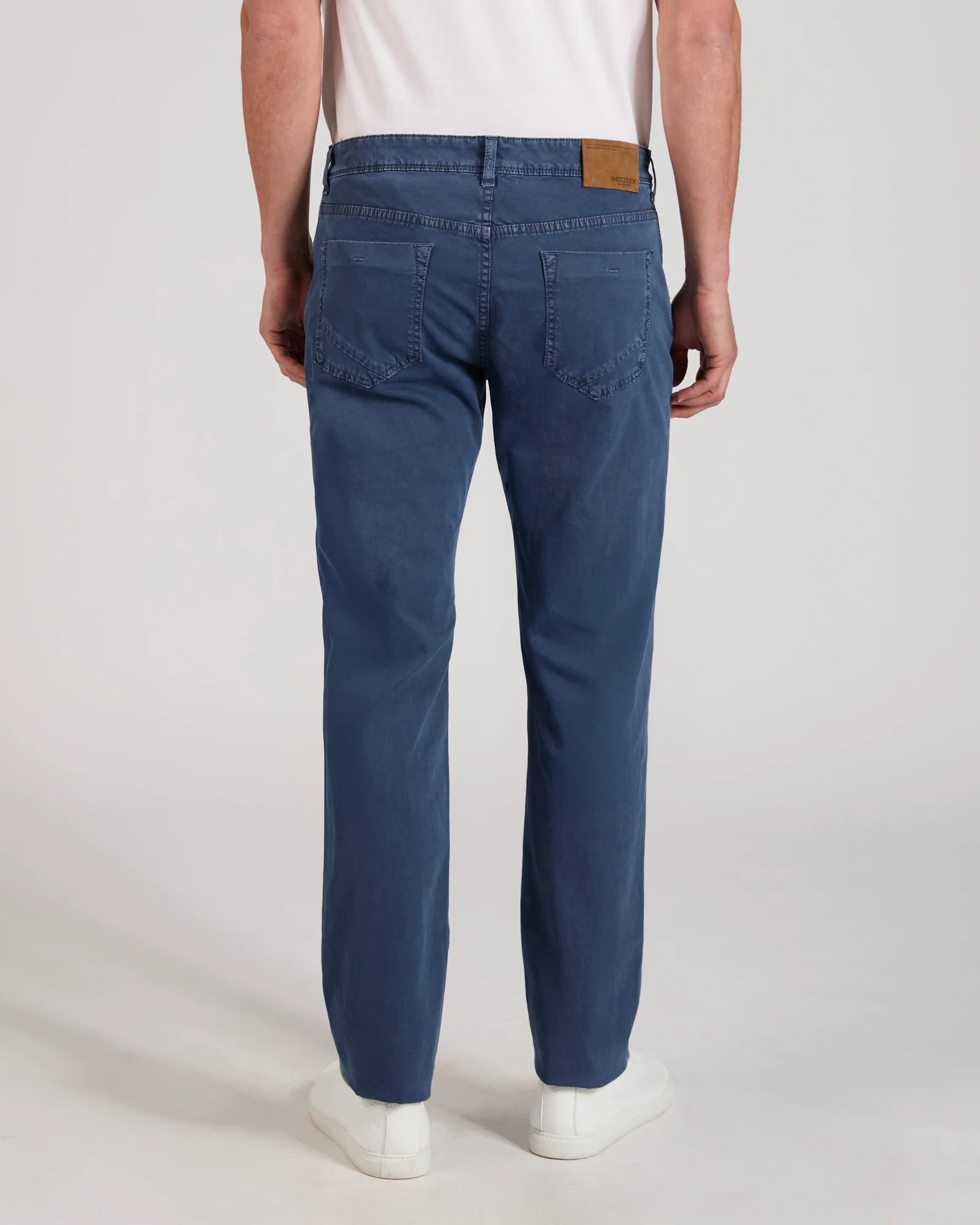 Slim fit stretch cotton tricot five-pocket trousers - Image 3