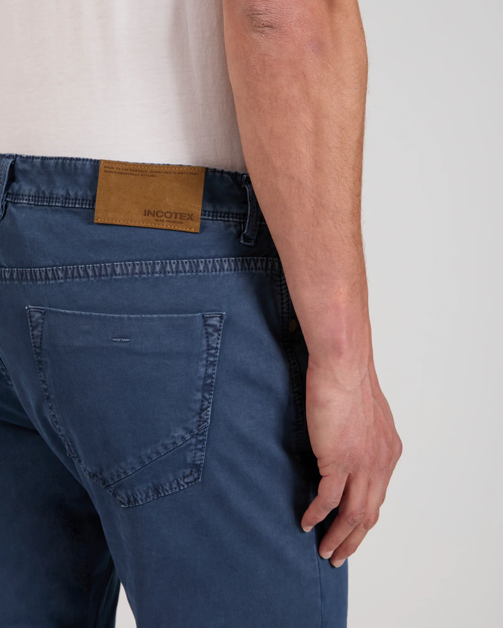 Slim fit stretch cotton tricot five-pocket trousers - Image 4