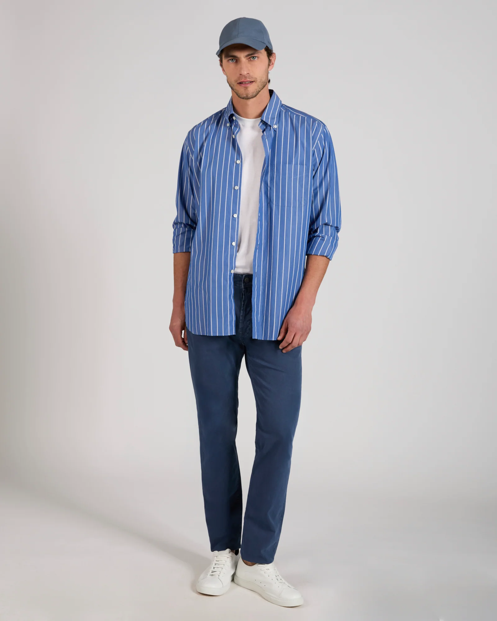 Slim fit stretch cotton tricot five-pocket trousers - Image 5