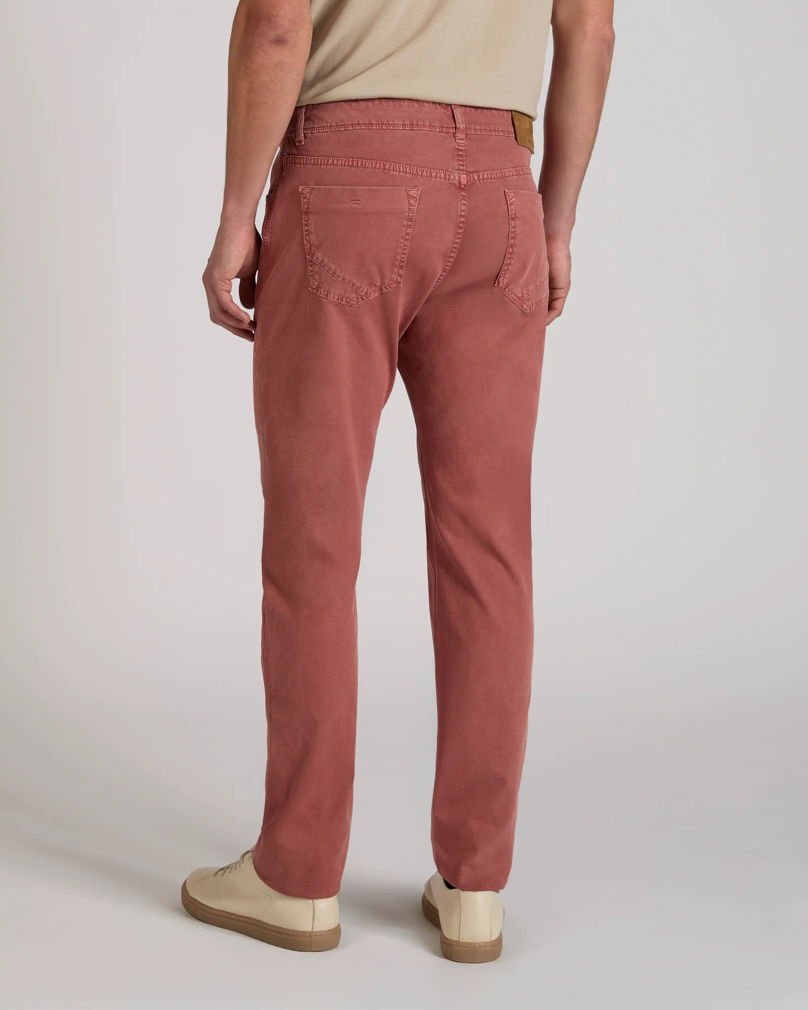 Slim fit stretch cotton tricot five-pocket trousers - Image 3