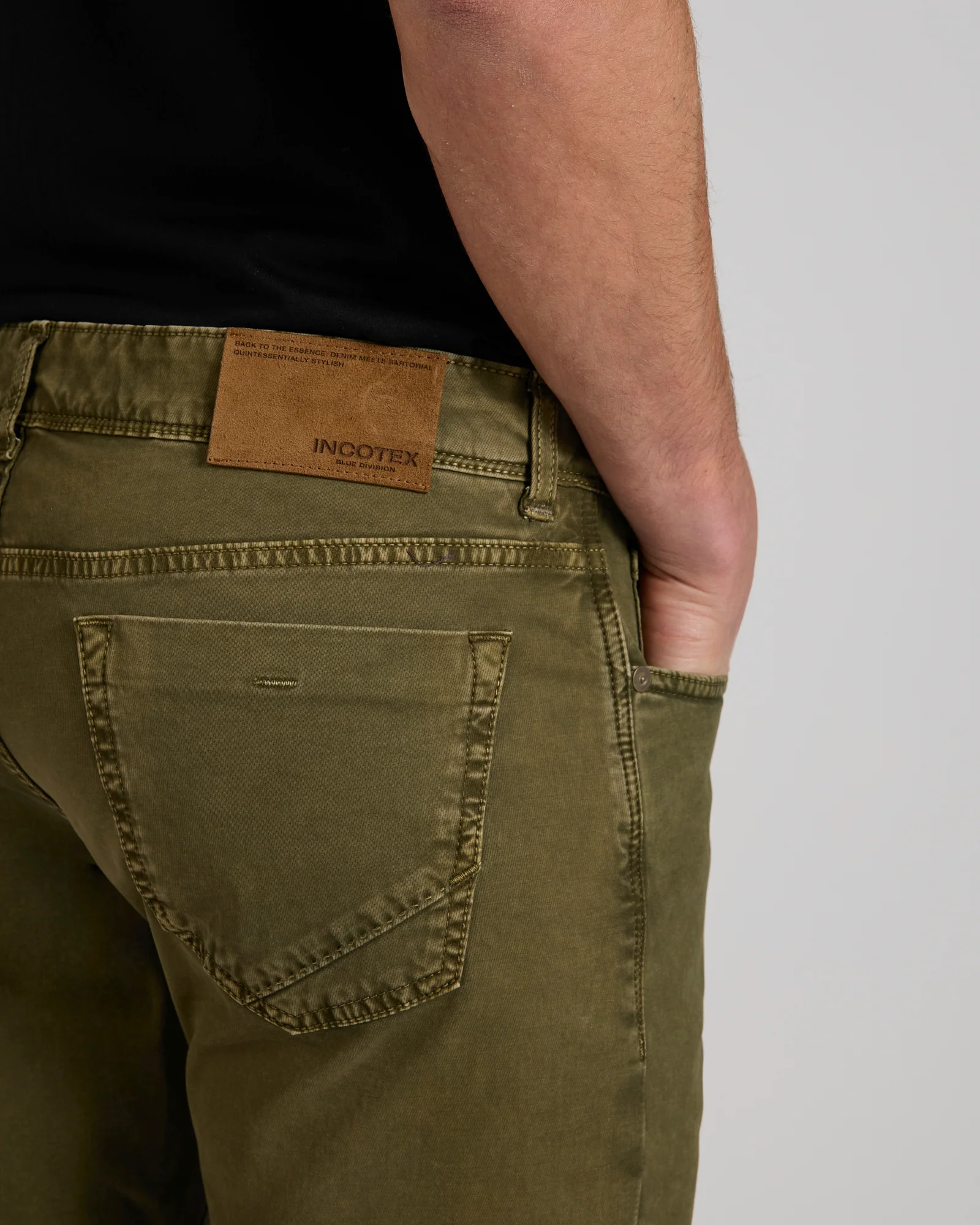 Slim fit stretch cotton tricot five-pocket trousers - Image 4