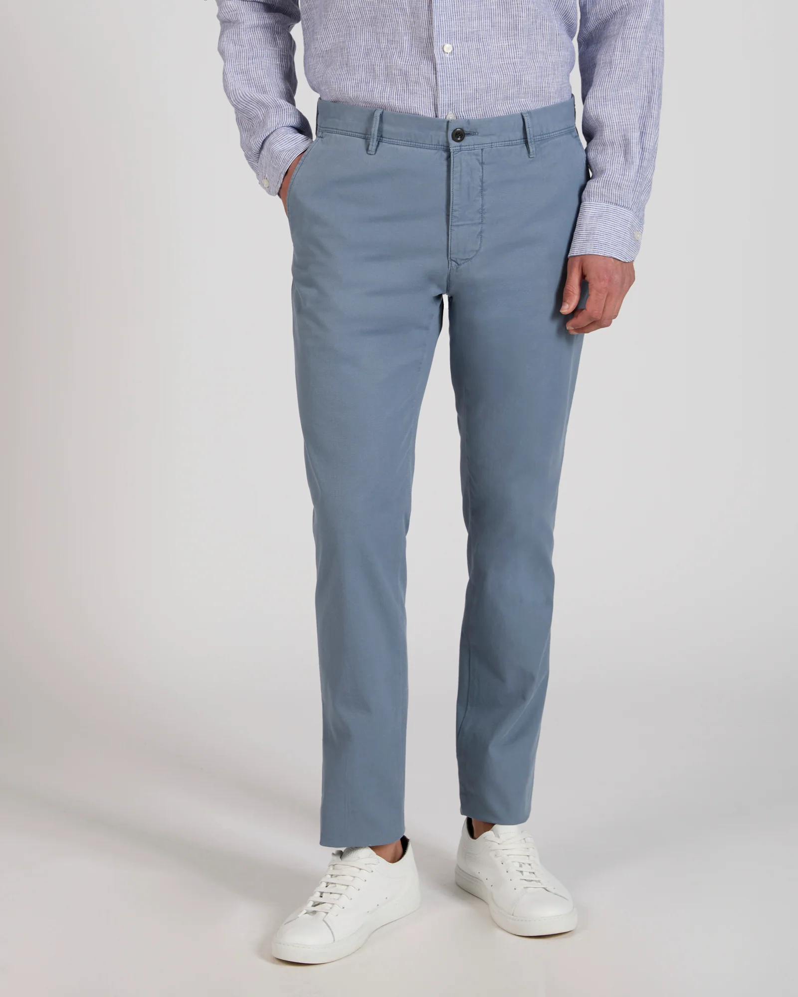 Slim fit stretch cotton trousers - Image 2
