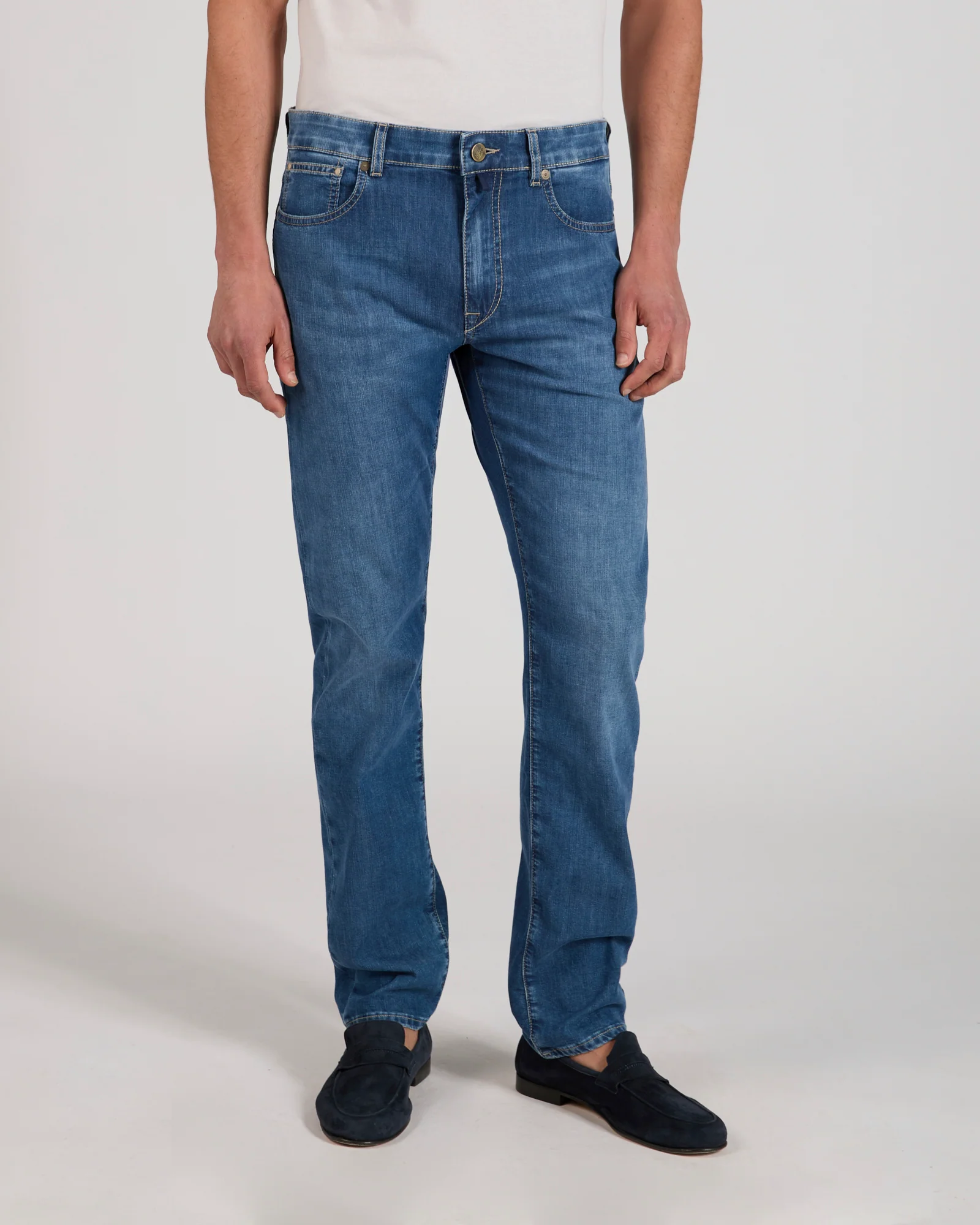 Slim fit stretch denim five-pocket trousers - Image 2
