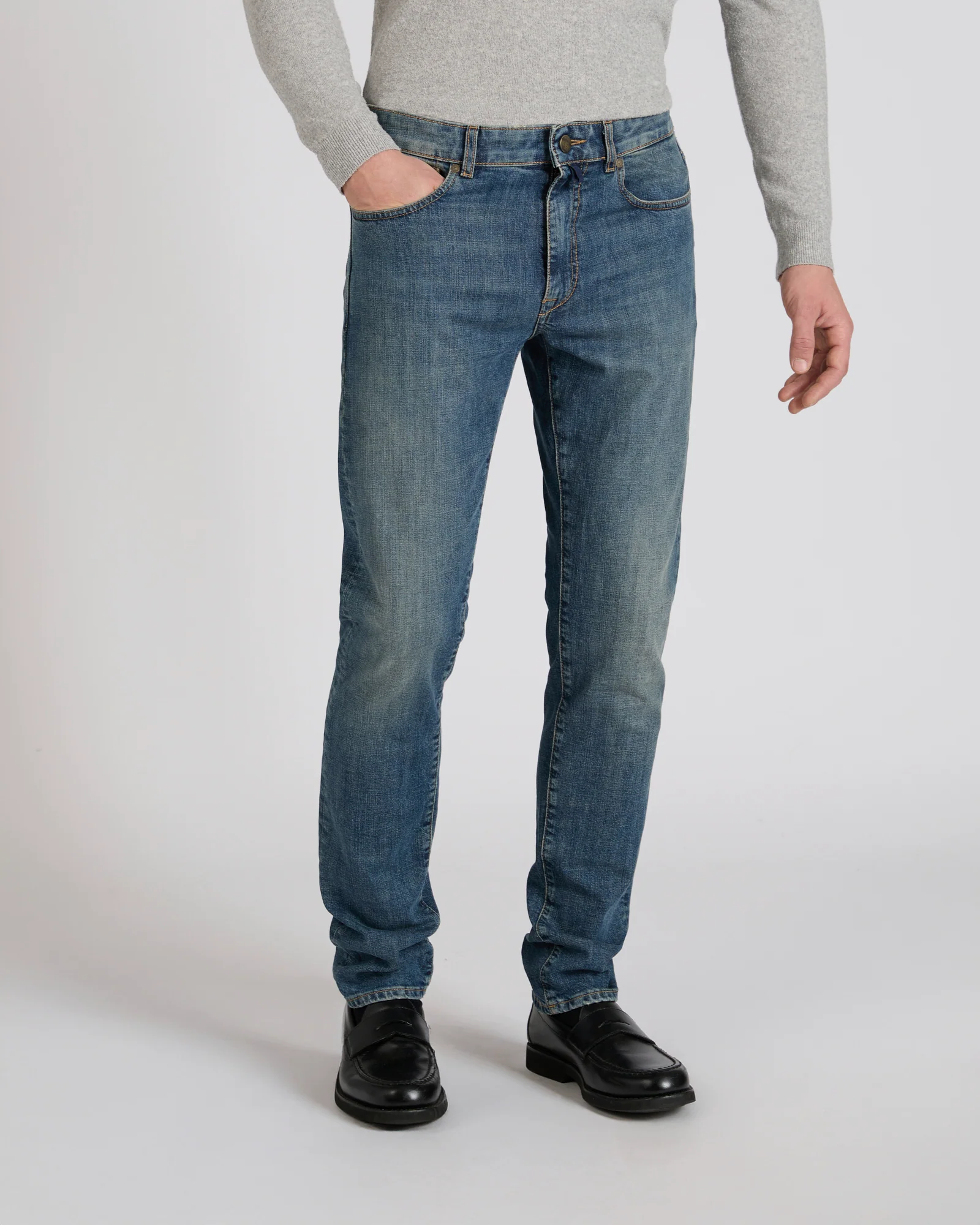 Slim fit stretch denim five-pocket trousers - Image 2