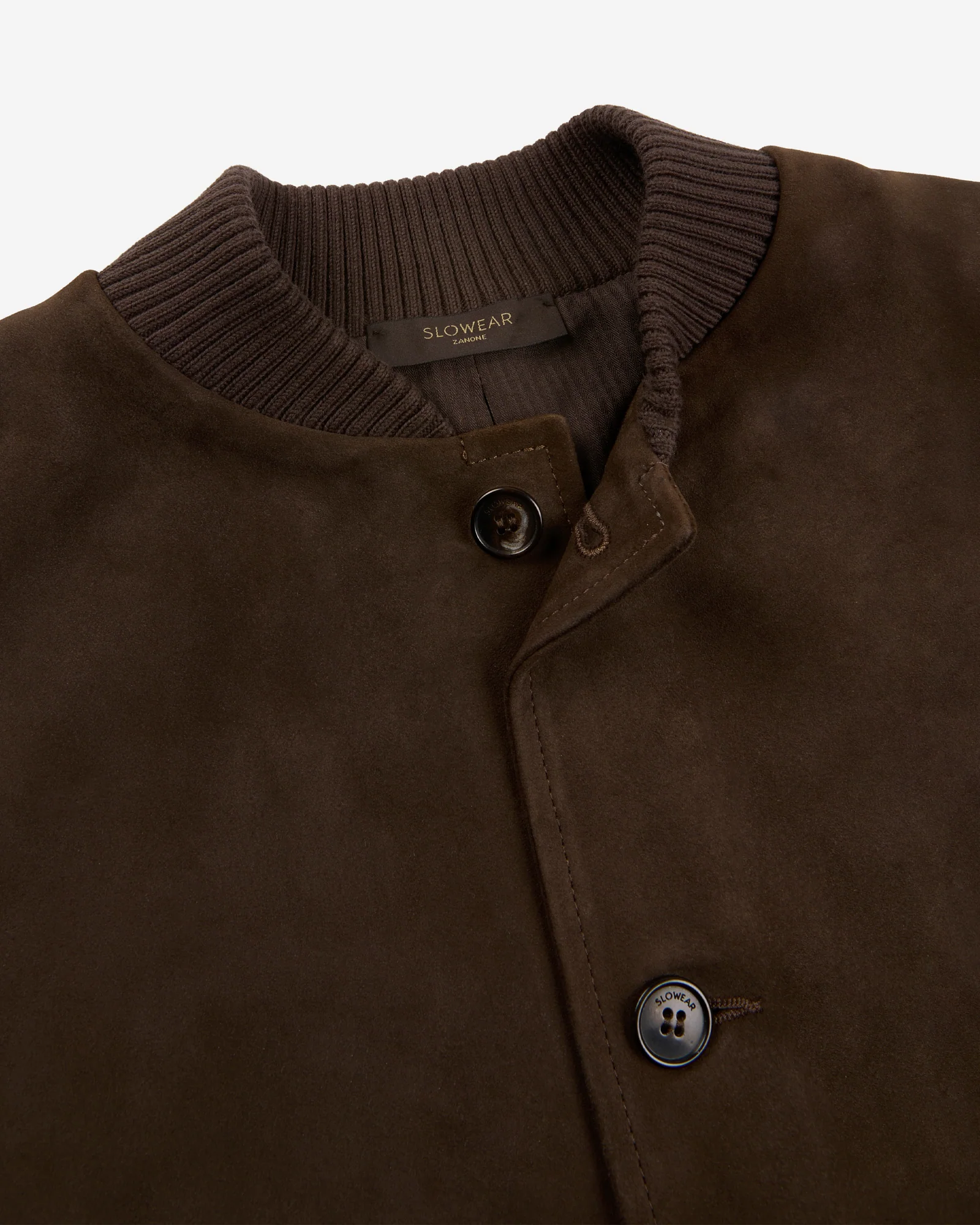 Slim fit suede and cotton bomber jacket - Image 6