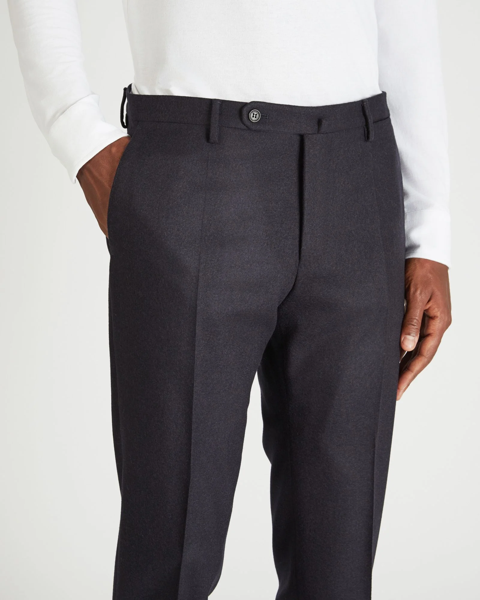 Slim fit wool and cashmere flannel trousers - Image 4