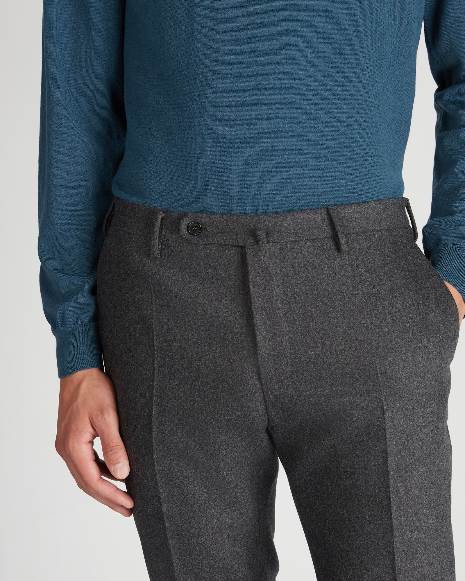 Slim fit wool and cashmere flannel trousers - Image 4
