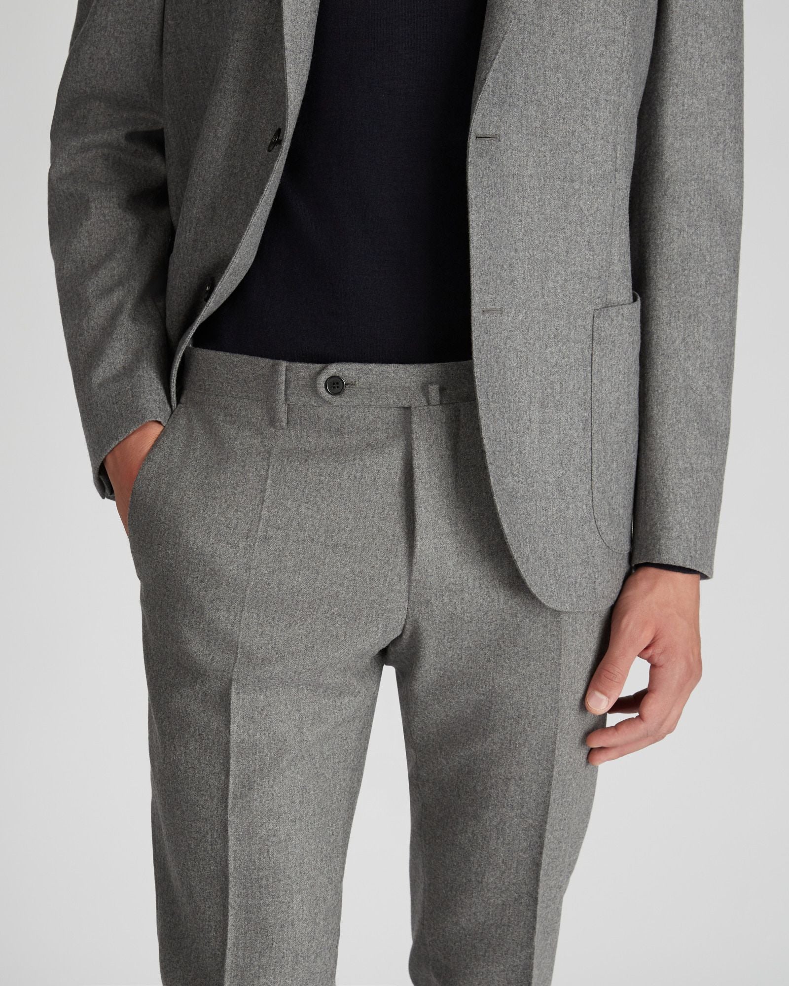 Slim fit wool and cashmere flannel trousers - Image 4