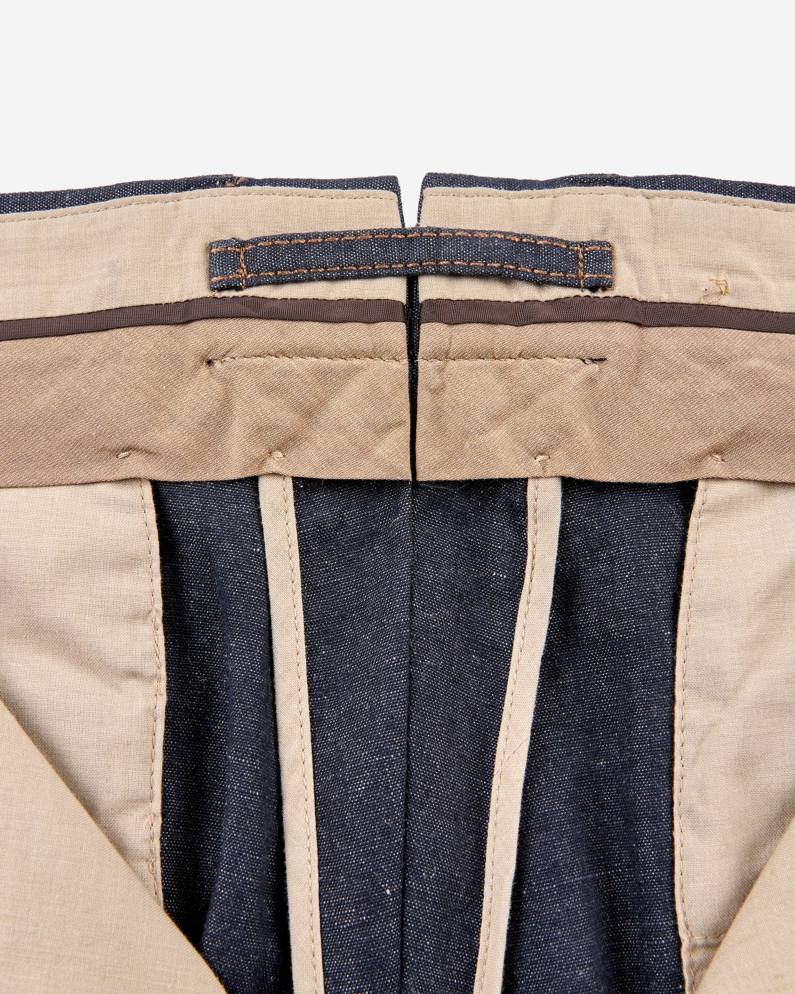 Straight fit stretch cotton and linen trousers - Image 7