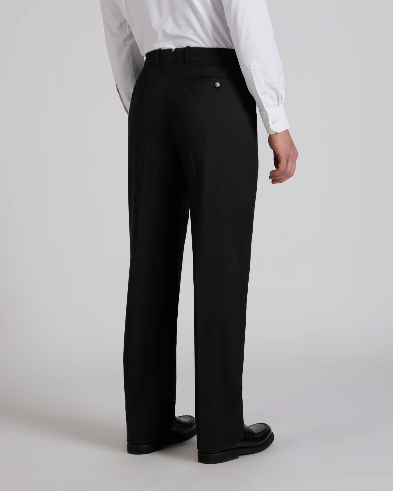 Straight fit wool and silk twill trousers - Image 3