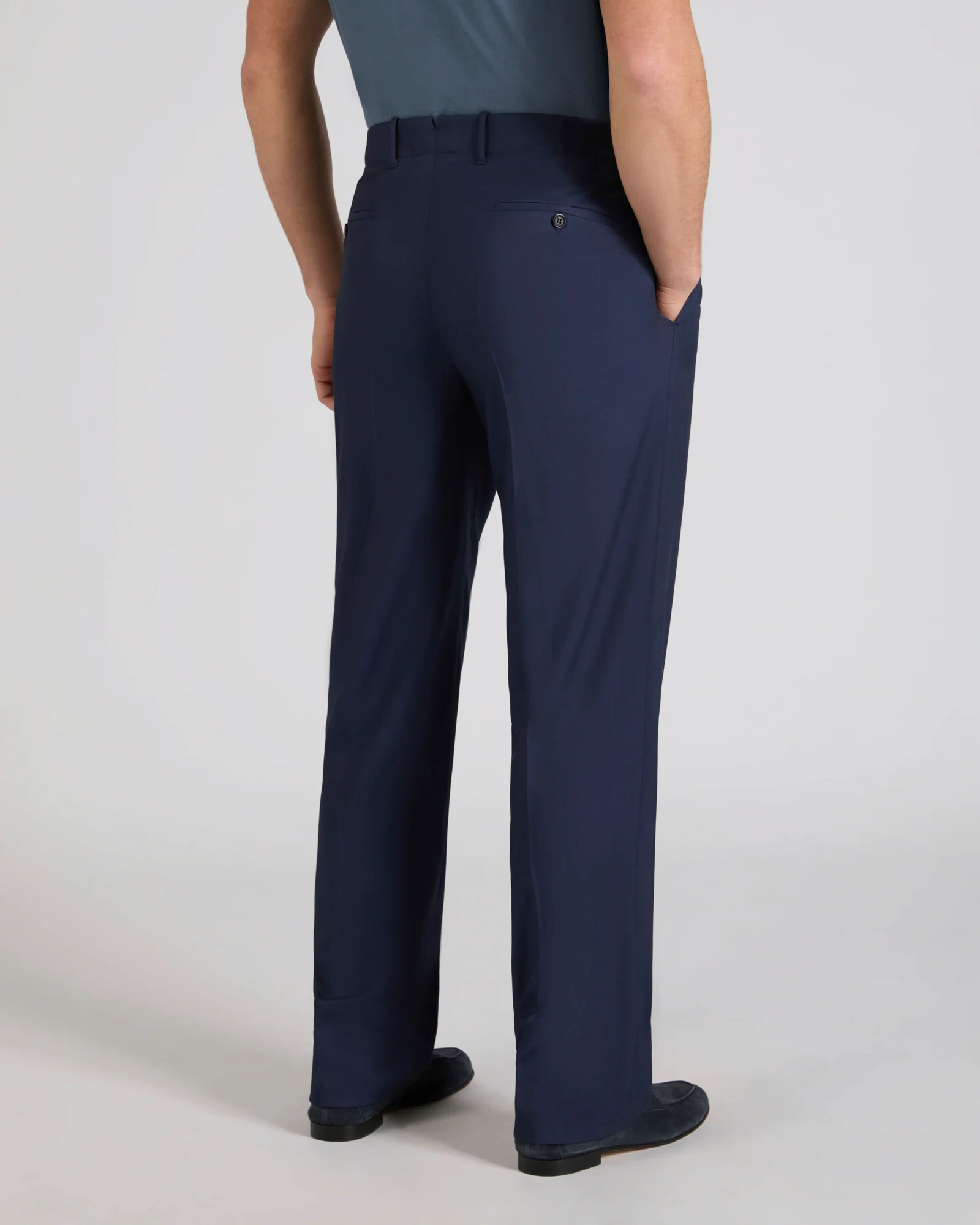 Straight fit wool and silk twill trousers - Image 3