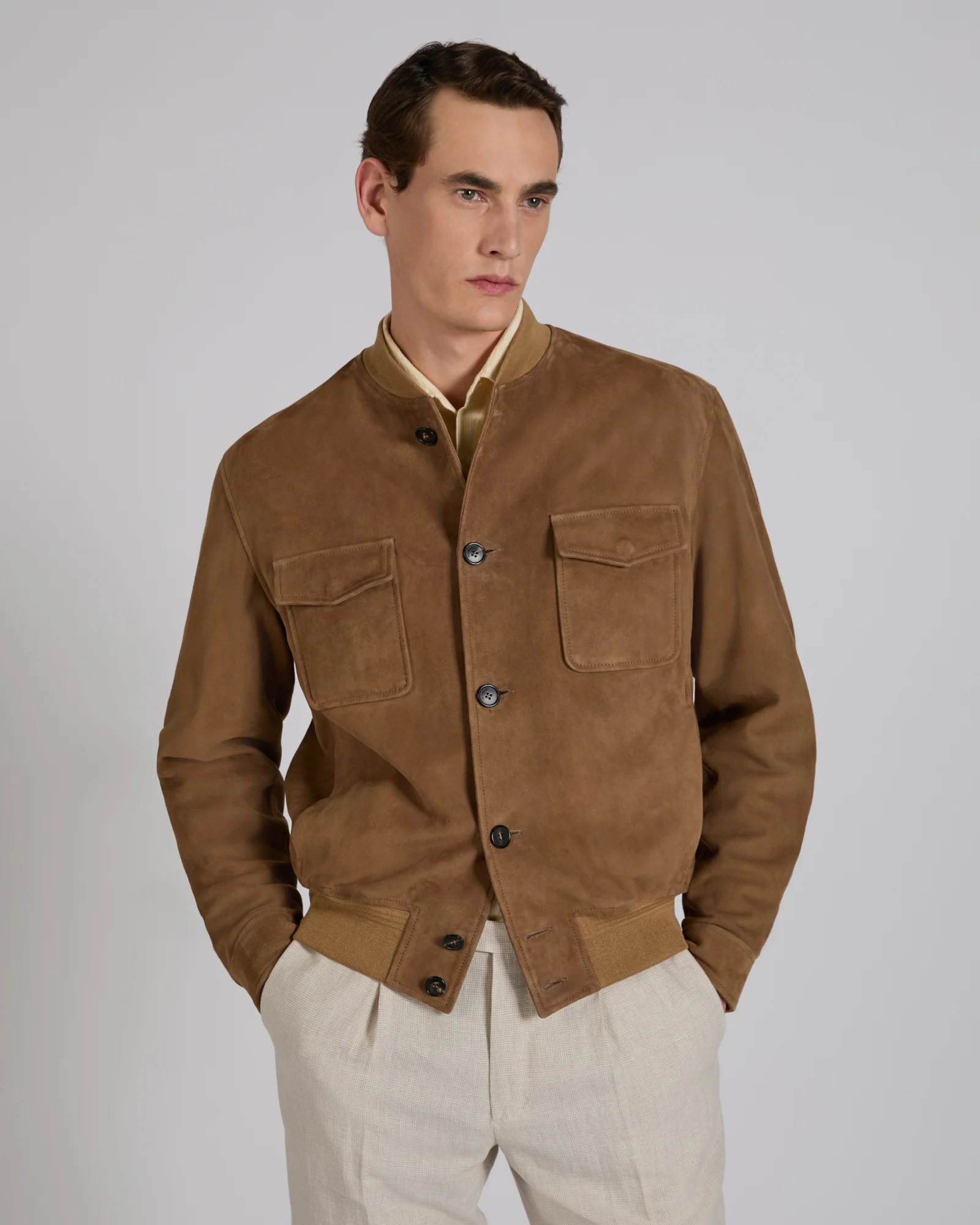 Suede leather bomber jacket - Image 2